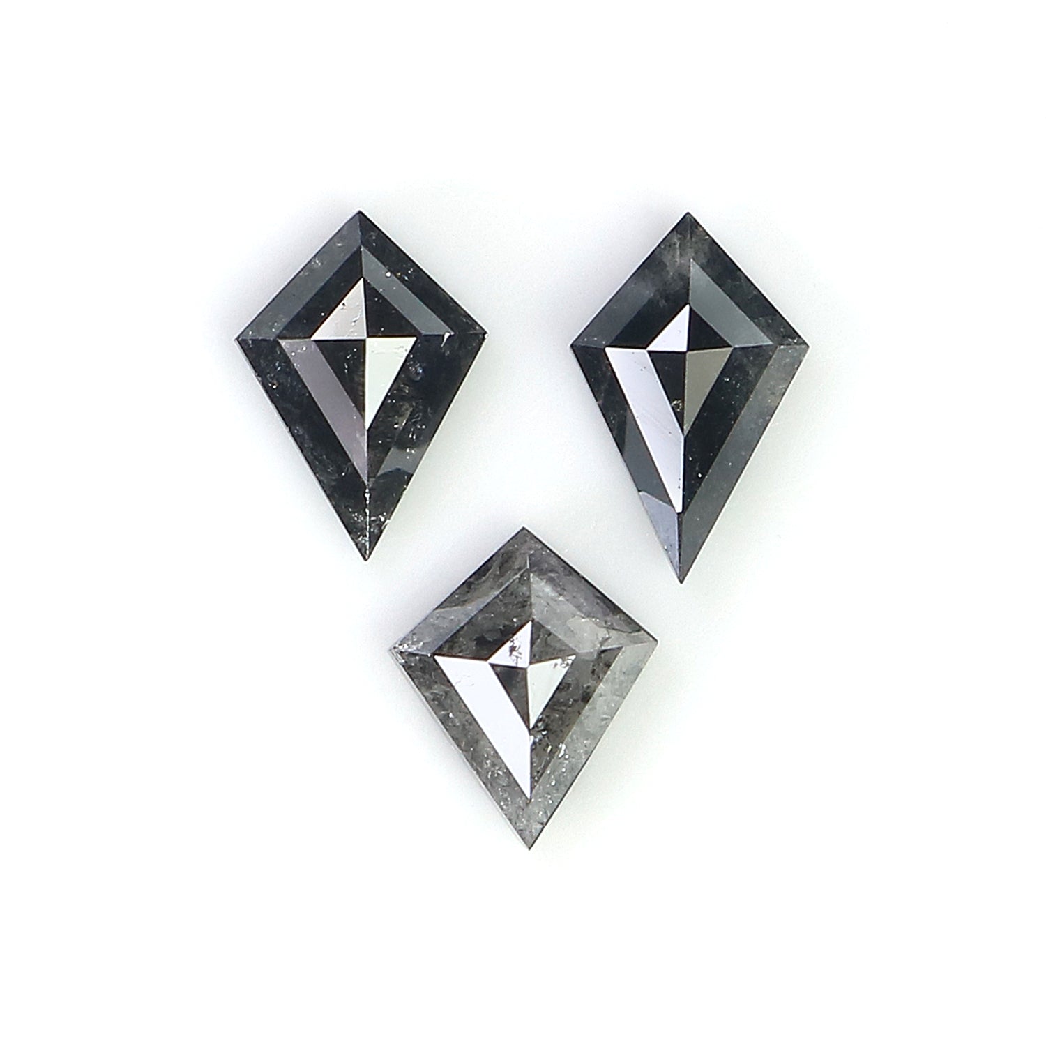 1.07 CT Natural Loose Kite Shape Diamond Salt And Pepper Kite Cut Diamond 6.55 MM Natural Black Grey Color Kite Rose Cut Diamond L3395