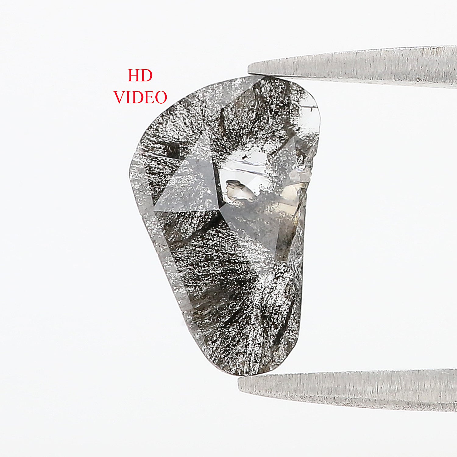 0.78 CT Natural Loose Slice Shape Diamond Salt And Pepper Slice Cut Diamond 11.65 MM Natural Black Grey Diamond Irregular Cut Diamond N2617