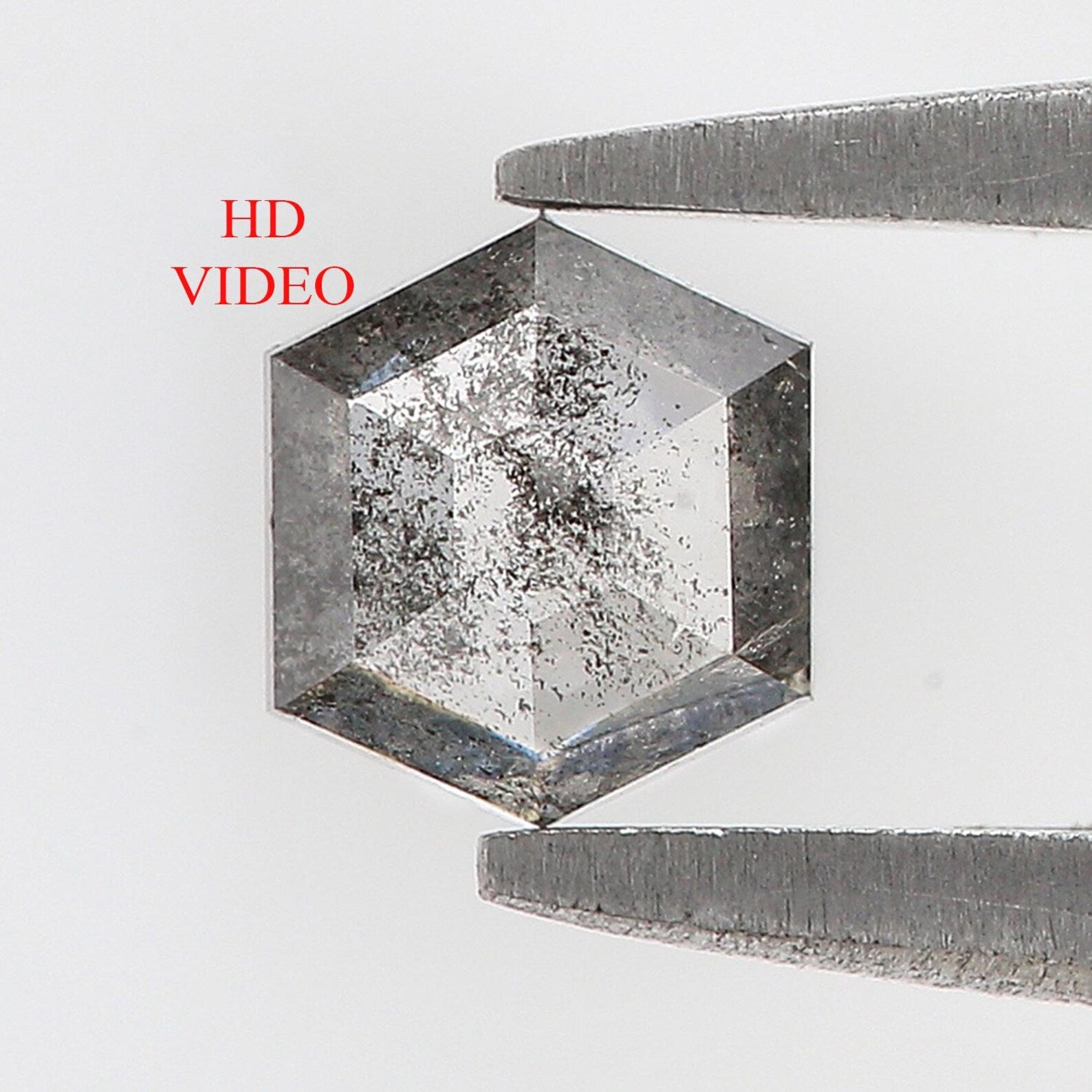 0.43 Ct Natural Loose Hexagon Shape Diamond Salt And Pepper Hexagon Diamond 5.00 MM Natural Black Grey Color Hexagon Rose Cut Diamond QN601