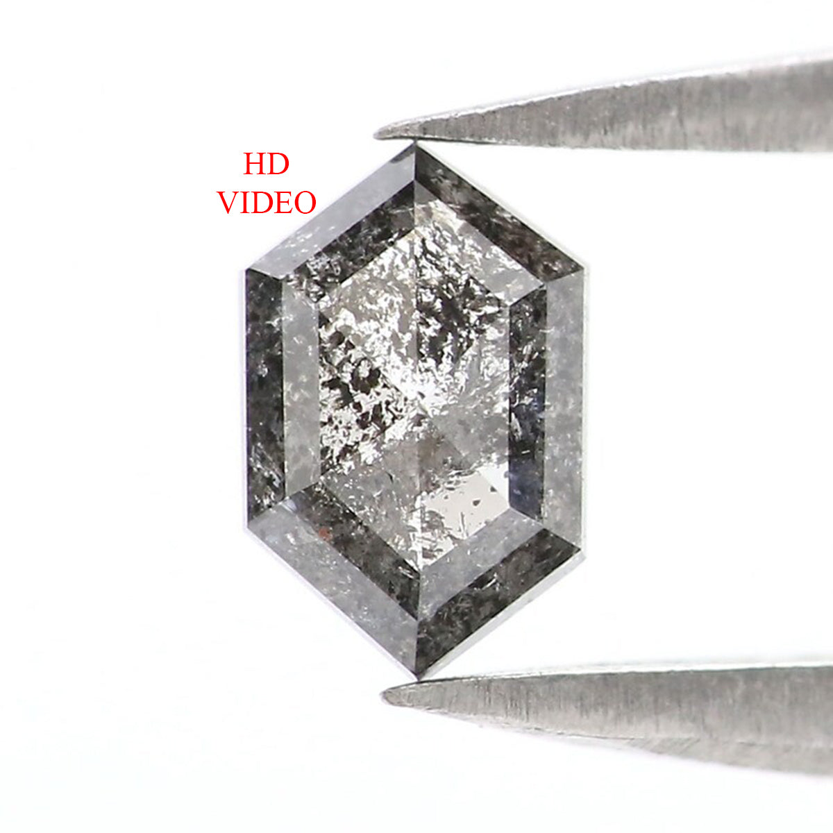 0.37 CT Natural Loose Hexagon Shape Diamond Salt And Pepper Hexagon Diamond 5.75 MM Natural Black Grey Color Hexagon Rose Cut Diamond KQ2539