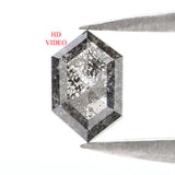 Natural Loose Hexagon Salt And Pepper Diamond Black Grey Color 0.37 CT 5.73 MM Hexagon Shape Rose Cut Diamond KR2539