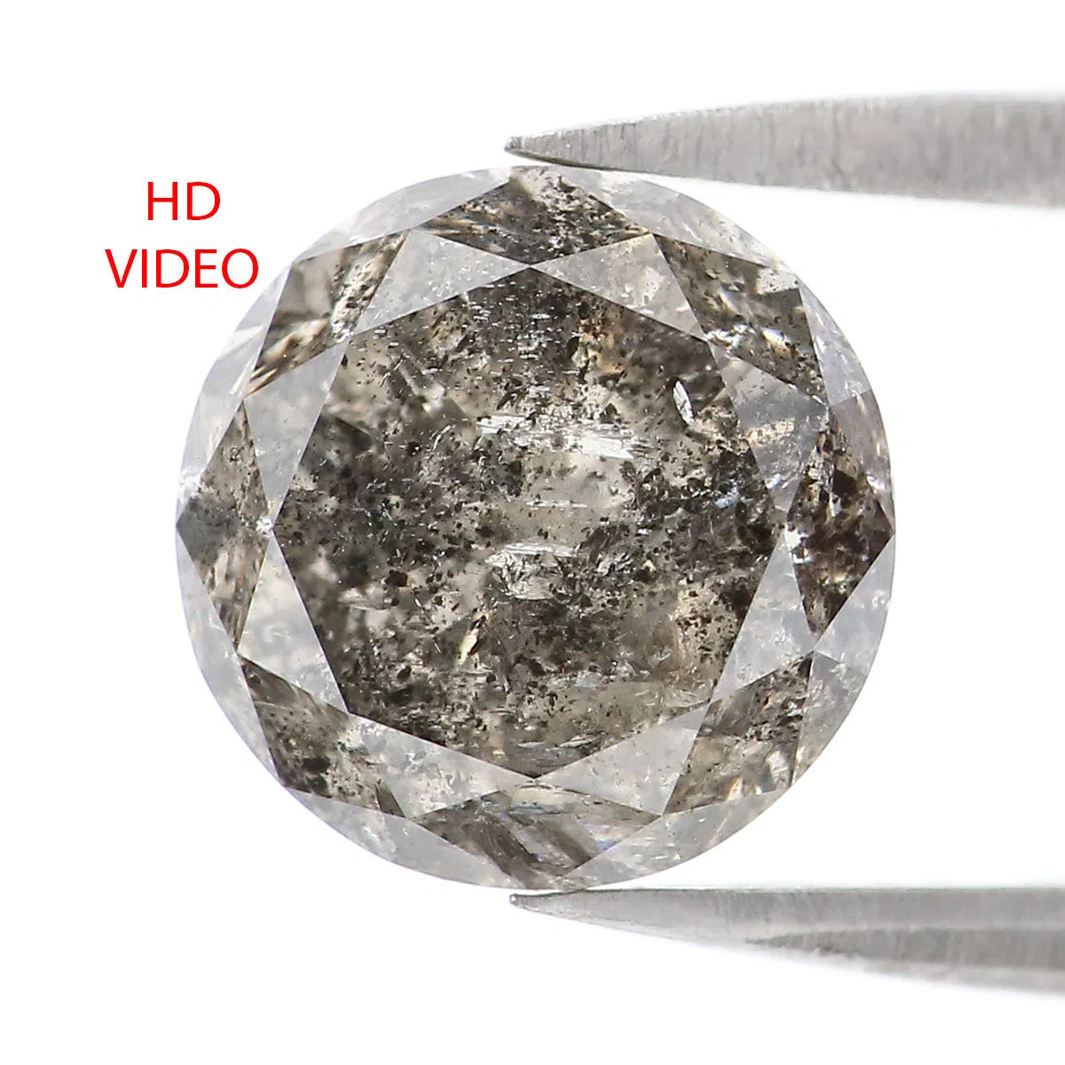 3.37 CT Natural Loose Round Shape Diamond Black Grey Color Round Shape Diamond 8.75 MM Salt And Pepper Round Brilliant Cut Diamond QL2303