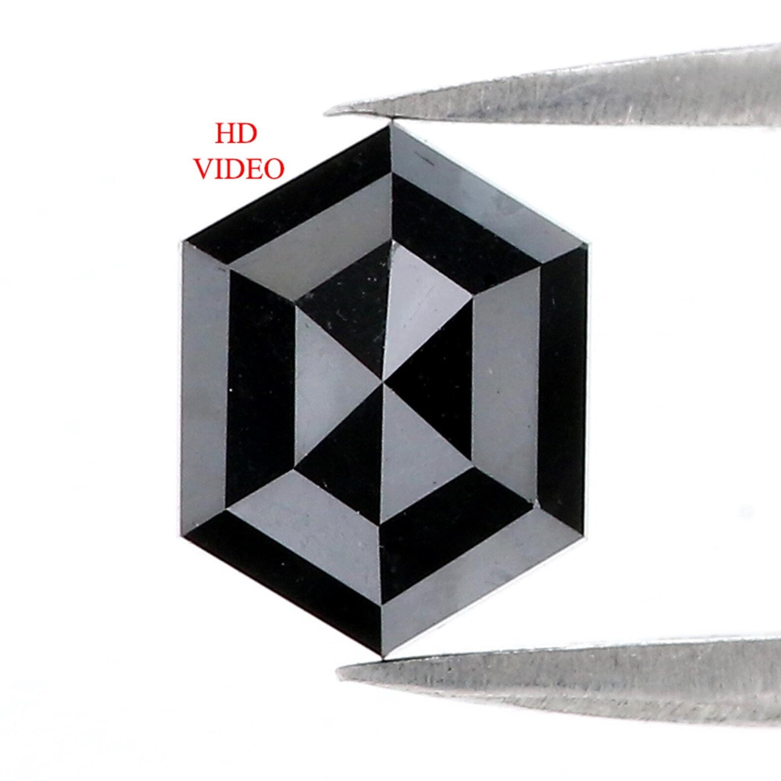1.93 CT Natural Loose Hexagon Shape Diamond Black Color Hexagon Shape Diamond 8.25 MM Natural Loose Diamond Black Hexagon Diamond QN528