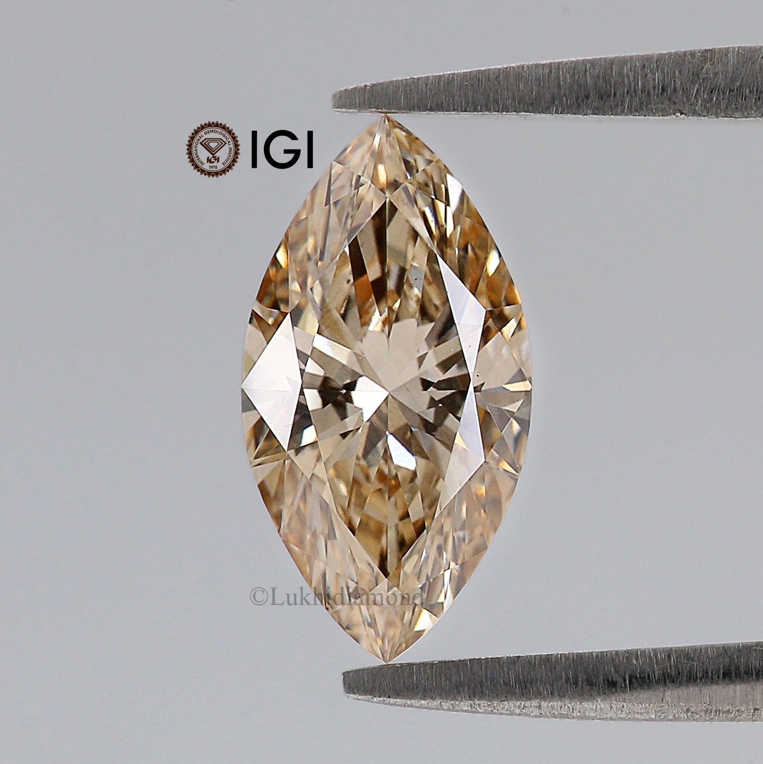 1.25 CT IGI Certified Marquise Brilliant Cut Fancy Brownish Yellow Color VVS2 Clarity Lab Grown CVD Diamond Lab Created Diamond L3452