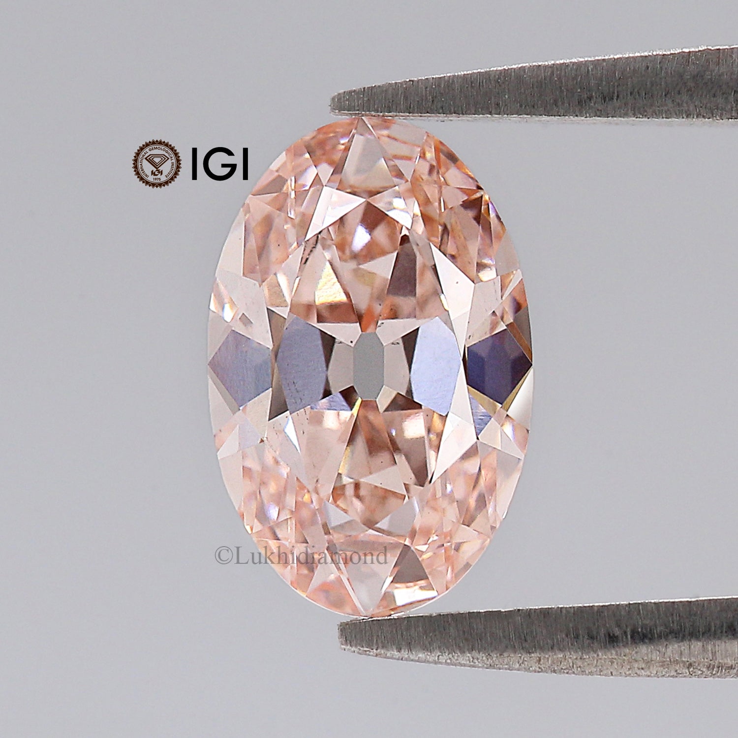 1.64 CT IGI Certified Oval Old European Cut Diamond Fancy Intense Pink Color VS2 Clarity Diamond Lab Grown Diamond Lab Created Diamond L3572