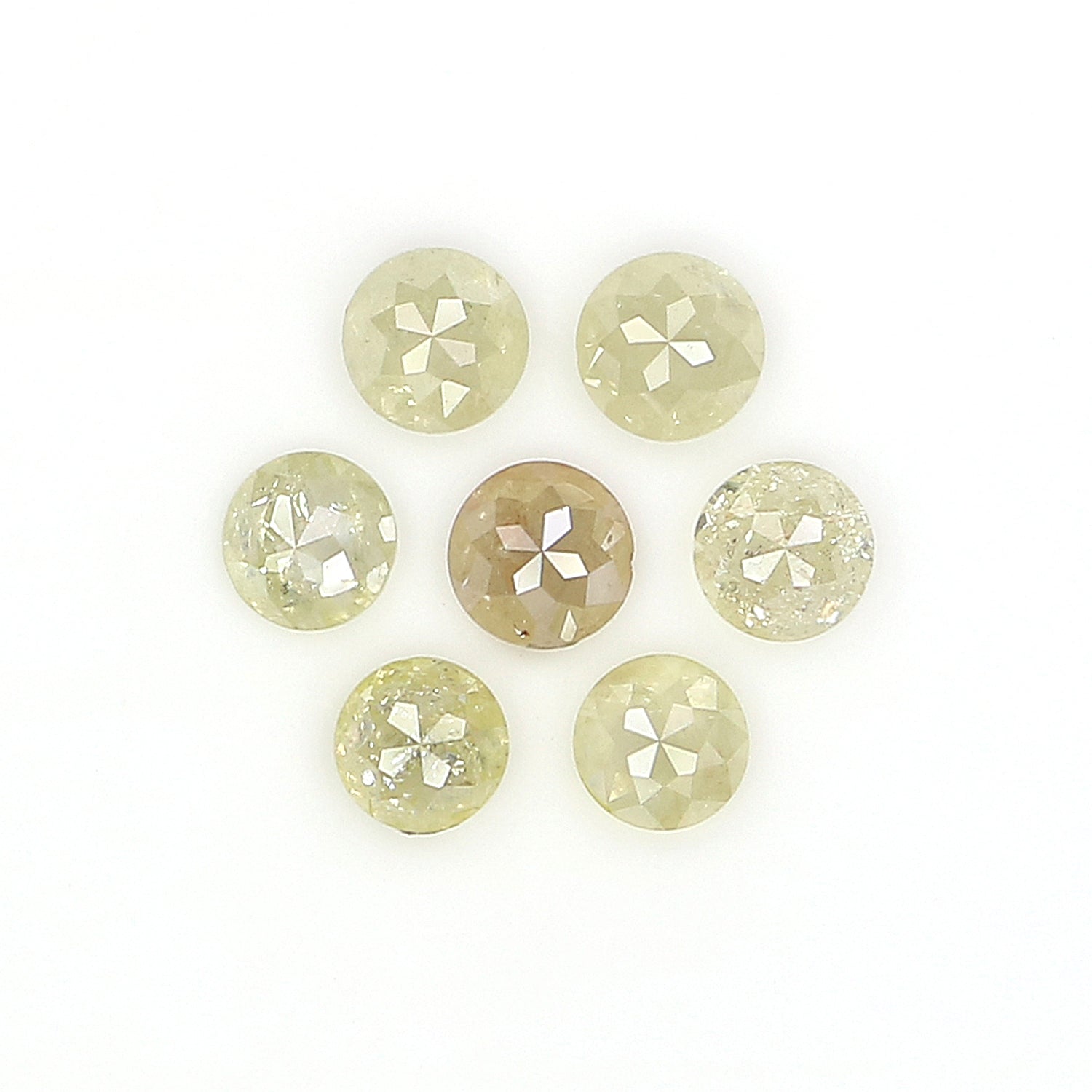 1.27 CT Natural Loose Round Rose Cut Diamond Grey Color Round Shape Diamond 3.35 MM Natural Loose Yellow Color Round Rose Cut Diamond KQ2711