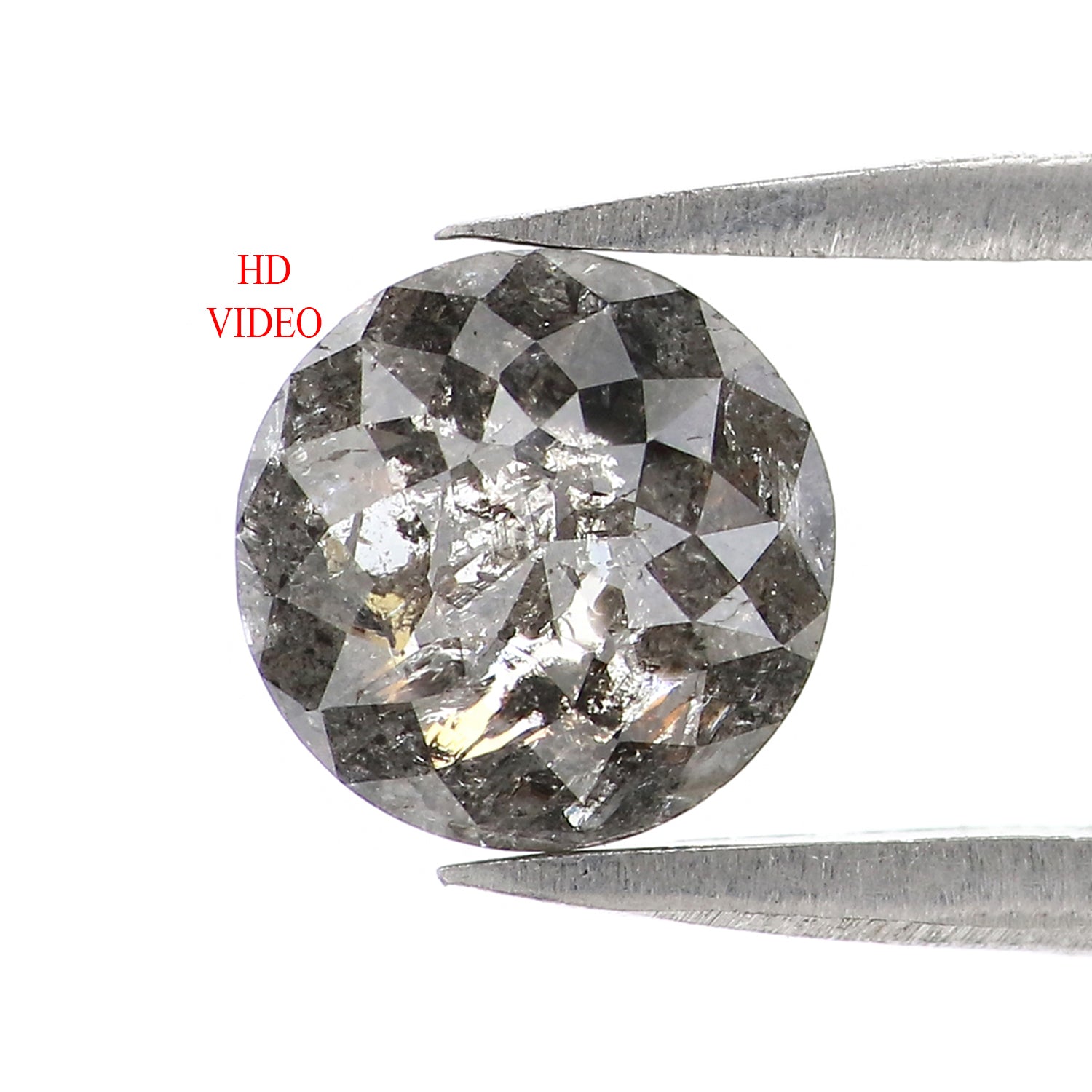1.49 Ct Natural Loose Round Rose Cut Diamond Black Color Rose Cut Diamond 7.10 MM Natural Loose Salt And Pepper Rose Cut Diamond LQ9961