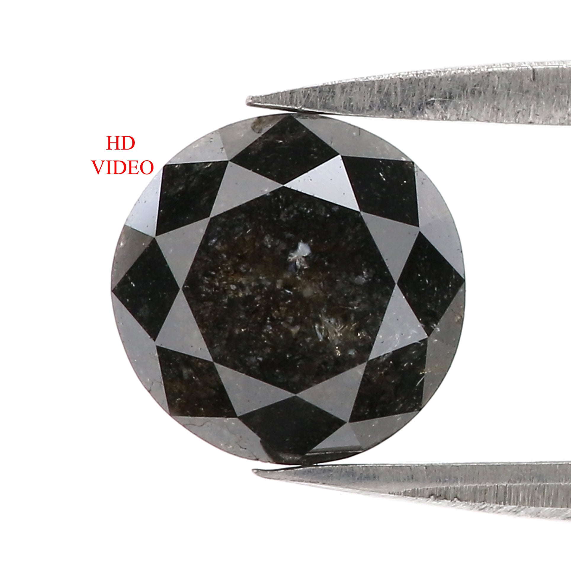 2.04 CT Natural Loose Round Cut Diamond Black Color Round Shape Diamond 7.80 MM Natural Salt And Pepper Round Brilliant Cut Diamond QL3102