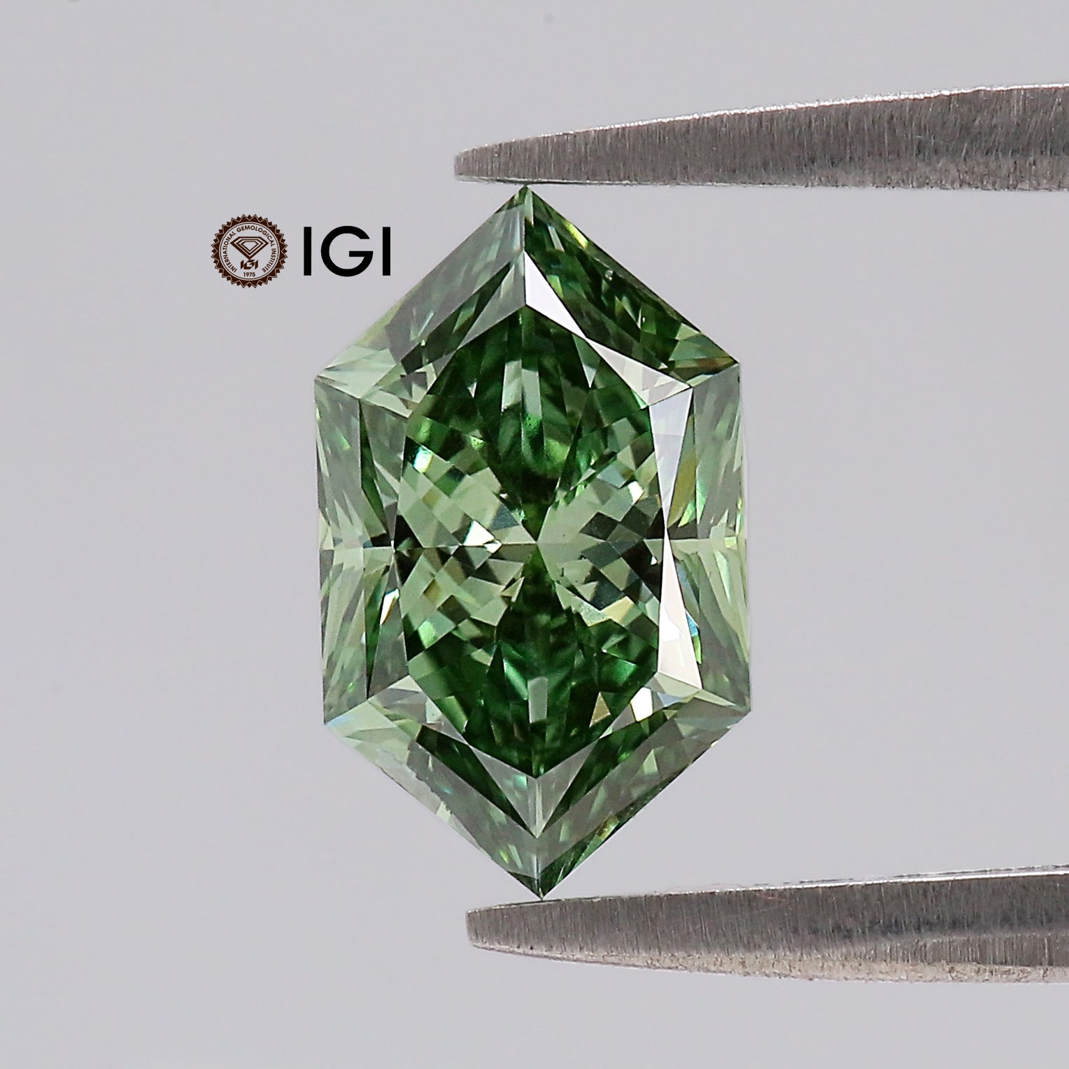 1.69 CT IGI Certified Hexagon Old European Cut Diamond Fancy Vivid Green Color VS1 Clarity Lab Grown Diamond Lab Created Diamond L3673
