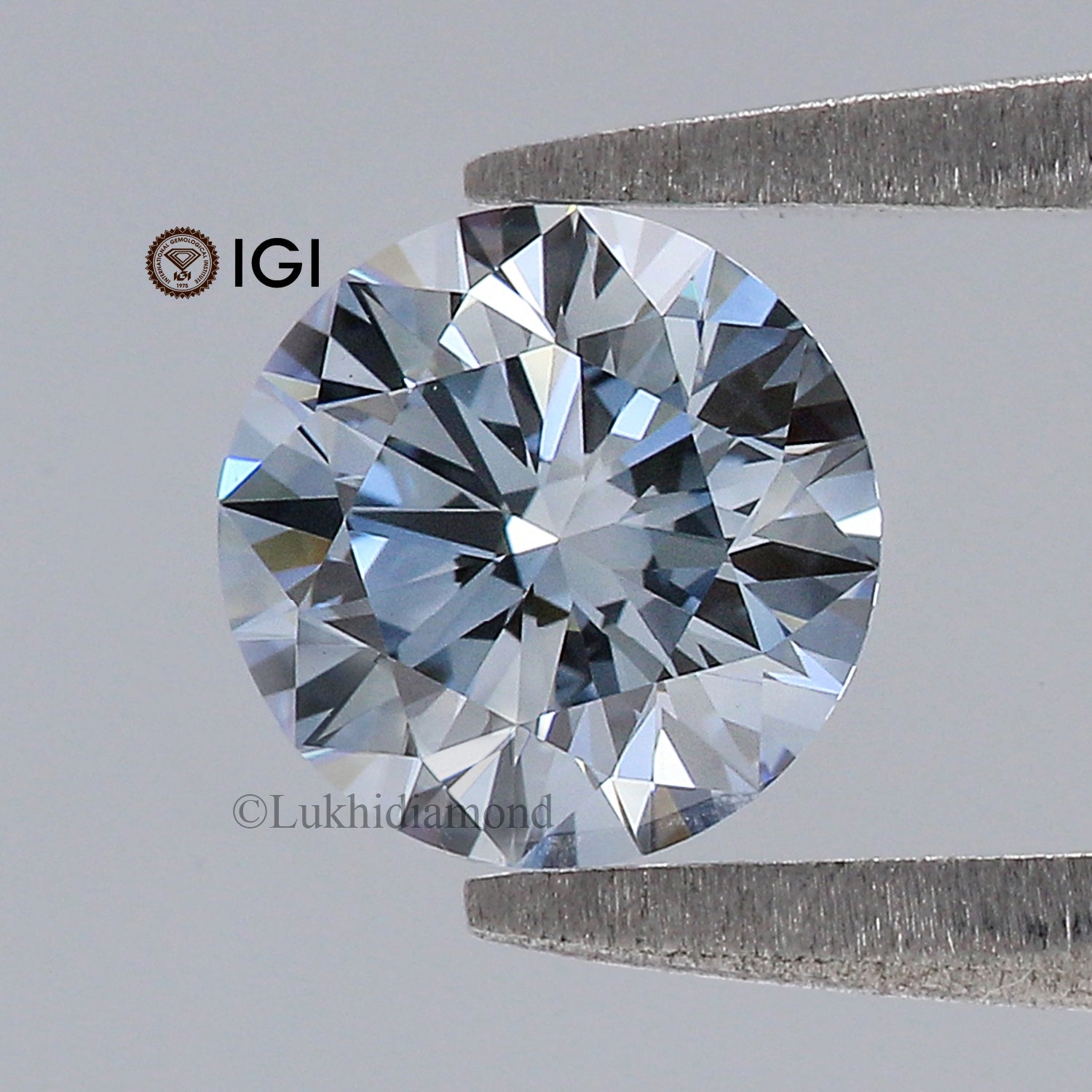 0.90 CT IGI Certified Round Brilliant Cut Fancy Blue Color VS1 Clarity Diamond Lab Grown Diamond Lab Created Round Diamond CVD Diamond L3283