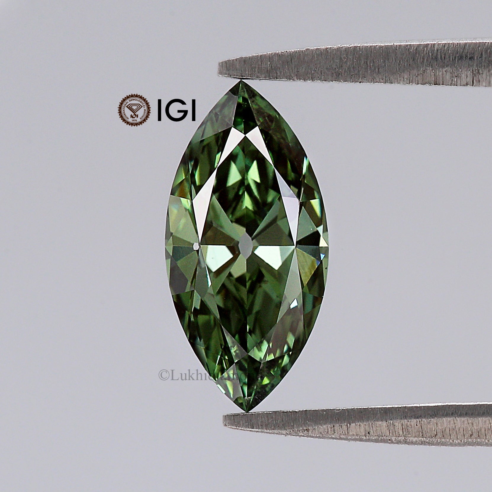 1.25 CT IGI Certified Marquise Brilliant Cut Diamond Fancy Vivid Green Color VS1 Clarity Lab Grown Diamond Lab Created CVD Diamond L3583