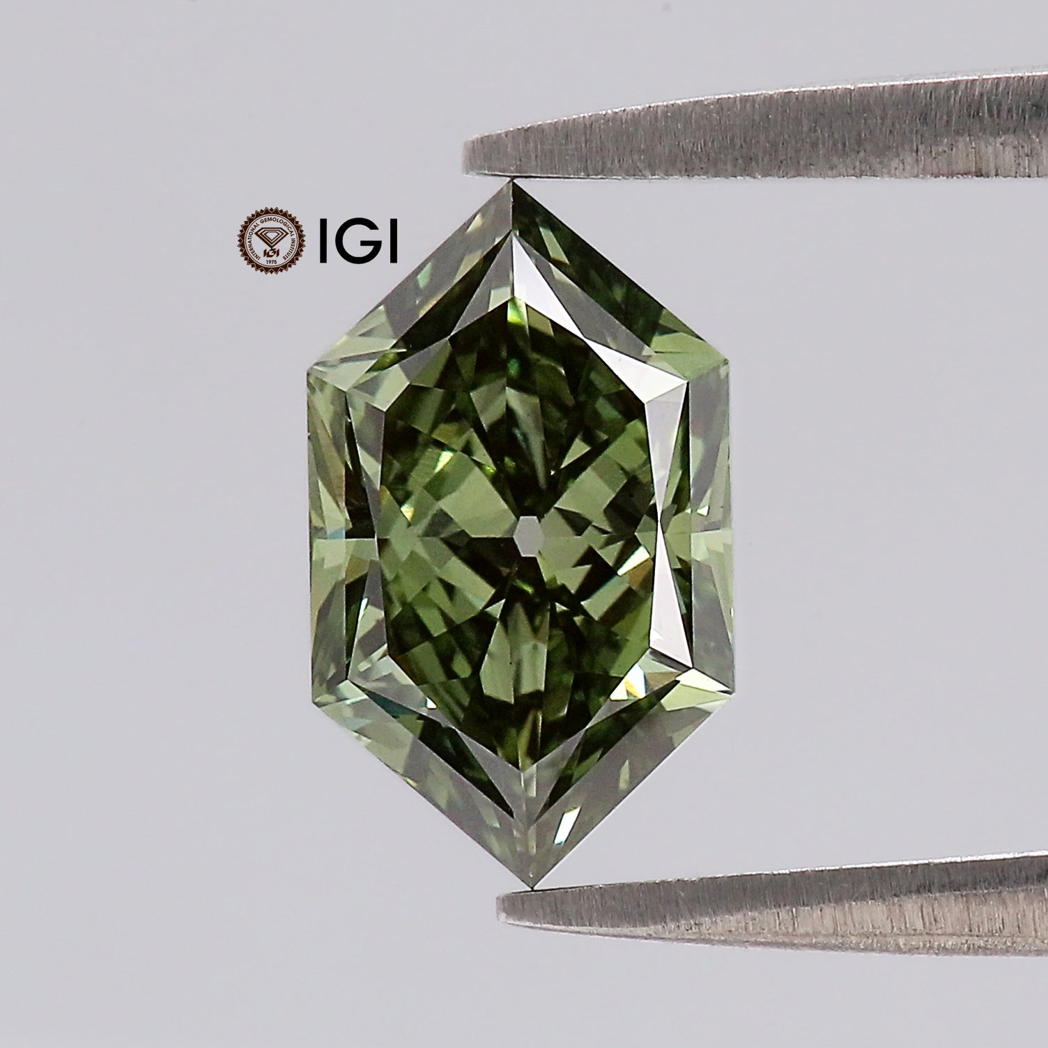 1.58 CT IGI Certified Hexagon Old European Cut Diamond Fancy Vivid Green Color VS1 Clarity Lab Grown Diamond Lab Created Diamond L3672