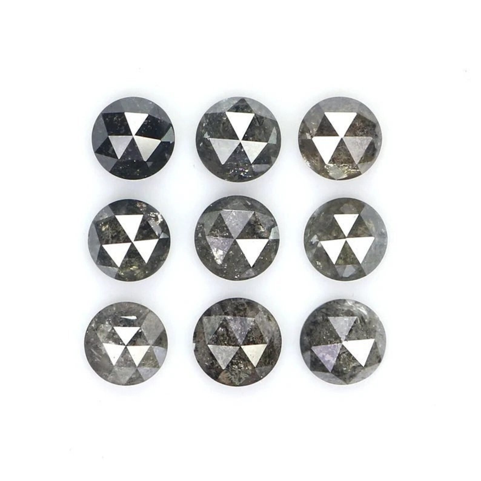 1.73 Ct Natural Loose Round Shape Diamond Salt And Pepper Round Cut Diamond 3.55 MM Natural Black Grey Color Round Rose Cut Diamond NQ2081