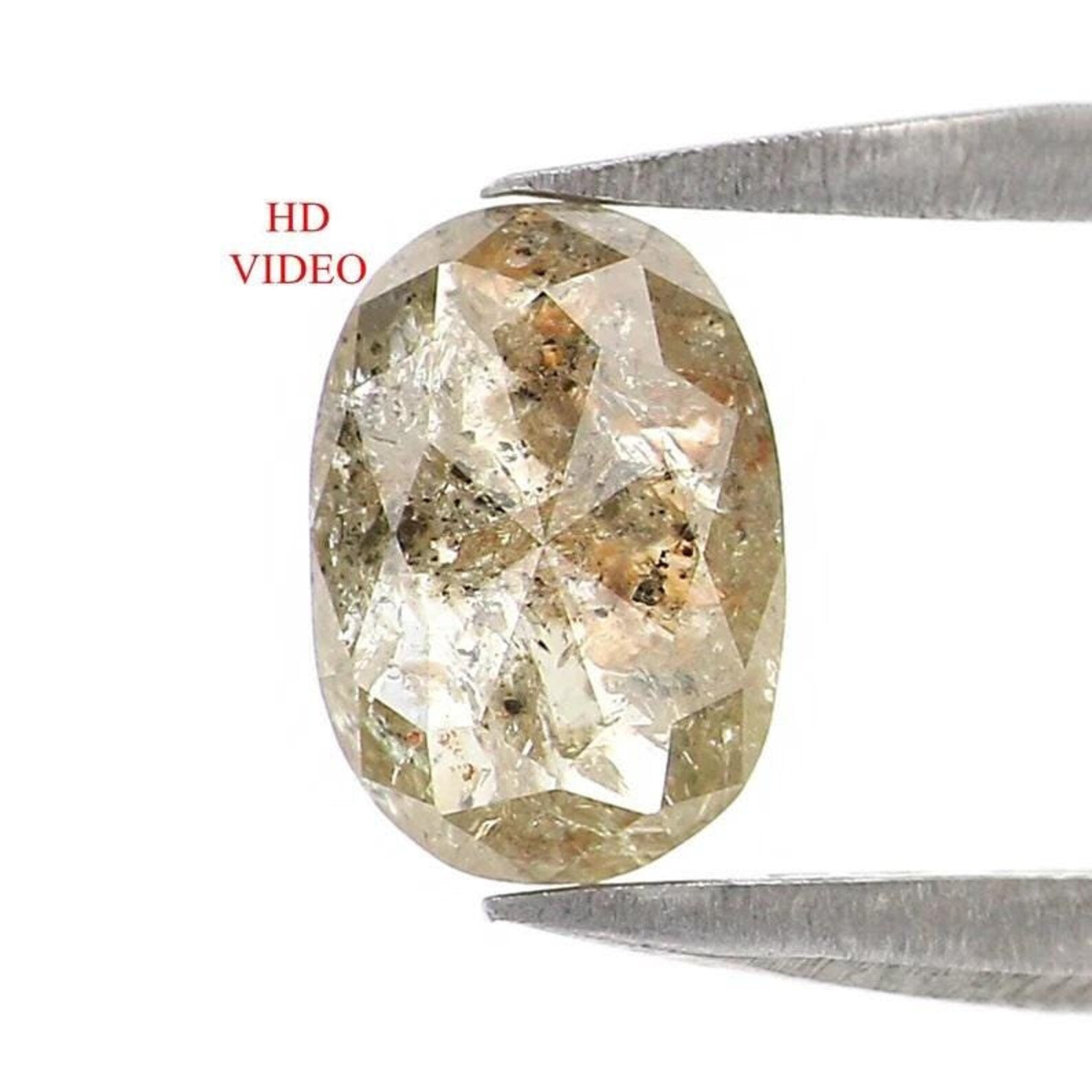 0.67 CT Natural Loose Oval Shape Diamond Salt And Pepper Oval Diamond 6.45 MM Natural Loose Diamond Gray Color Oval Rose Cut Diamond NQ416