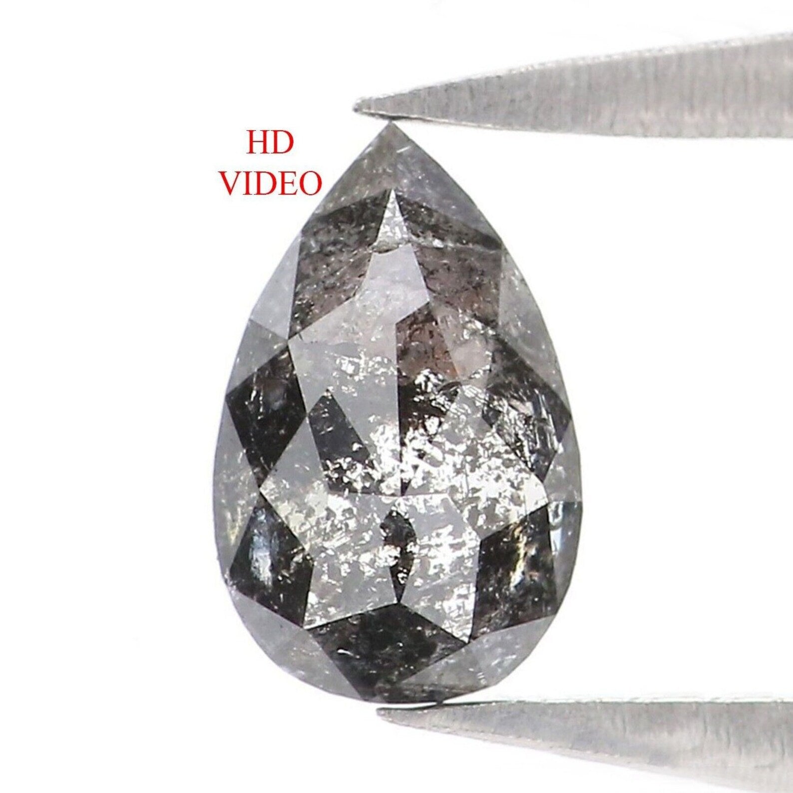 0.42 CT Natural Loose Pear Shape Diamond Salt And Pepper Pear Cut Diamond 6.45 MM Natural Loose Diamond Black Grey Color Pear Diamond NQ2117