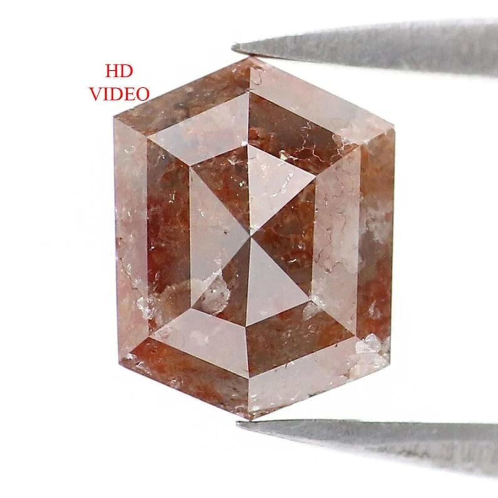 1.99 CT Natural Loose Hexagon Shape Diamond Brown Color Hexagon Diamond 8.15 MM Natural Loose Brown Color Hexagon Rose Cut Diamond NQ1982