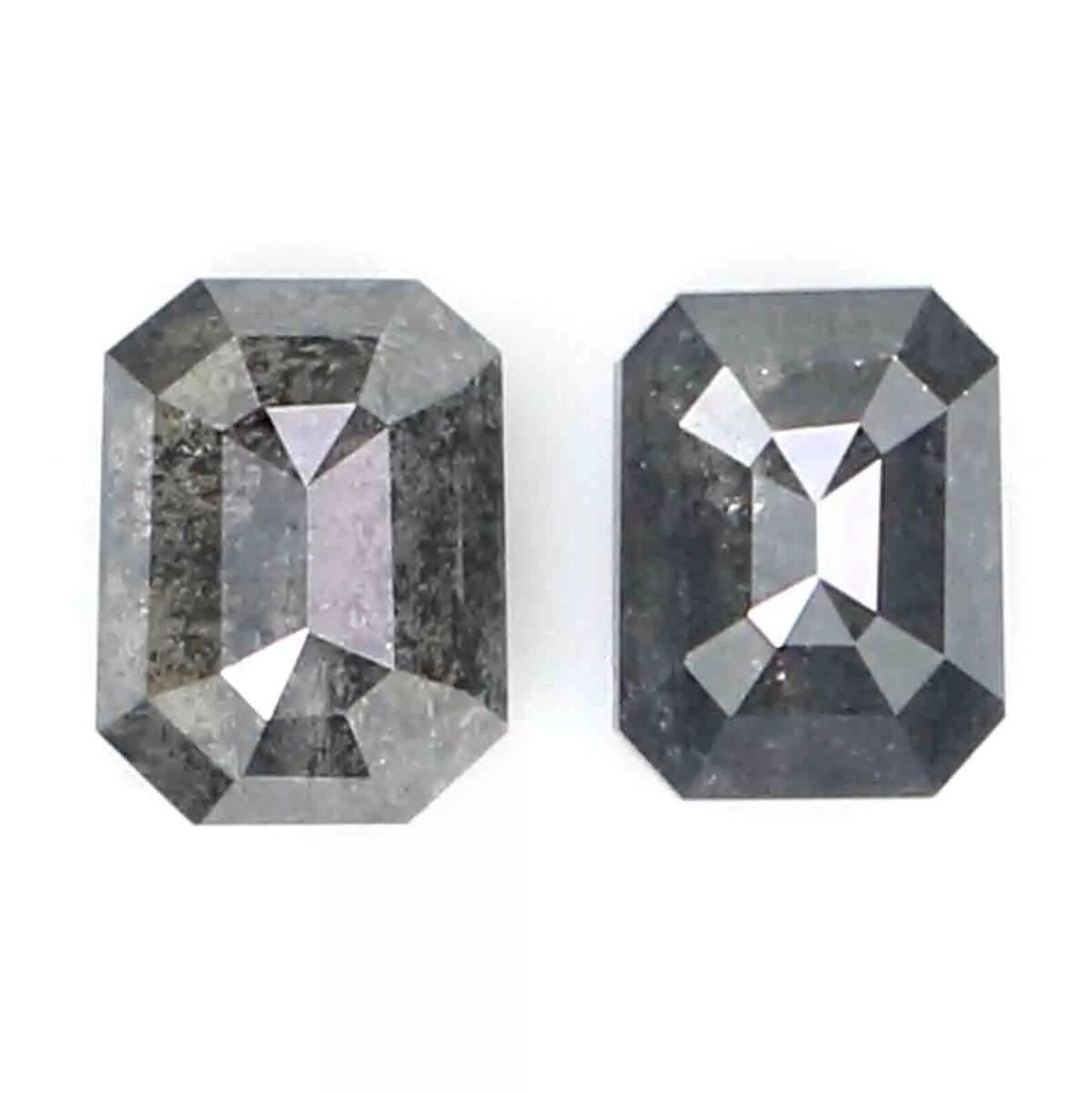 0.49 CT Natural Loose Emerald Pair Shape Diamond Salt And Pepper Emerald Diamond 4.00 MM Black Grey Color Emerald Rose Cut Diamond QN2150