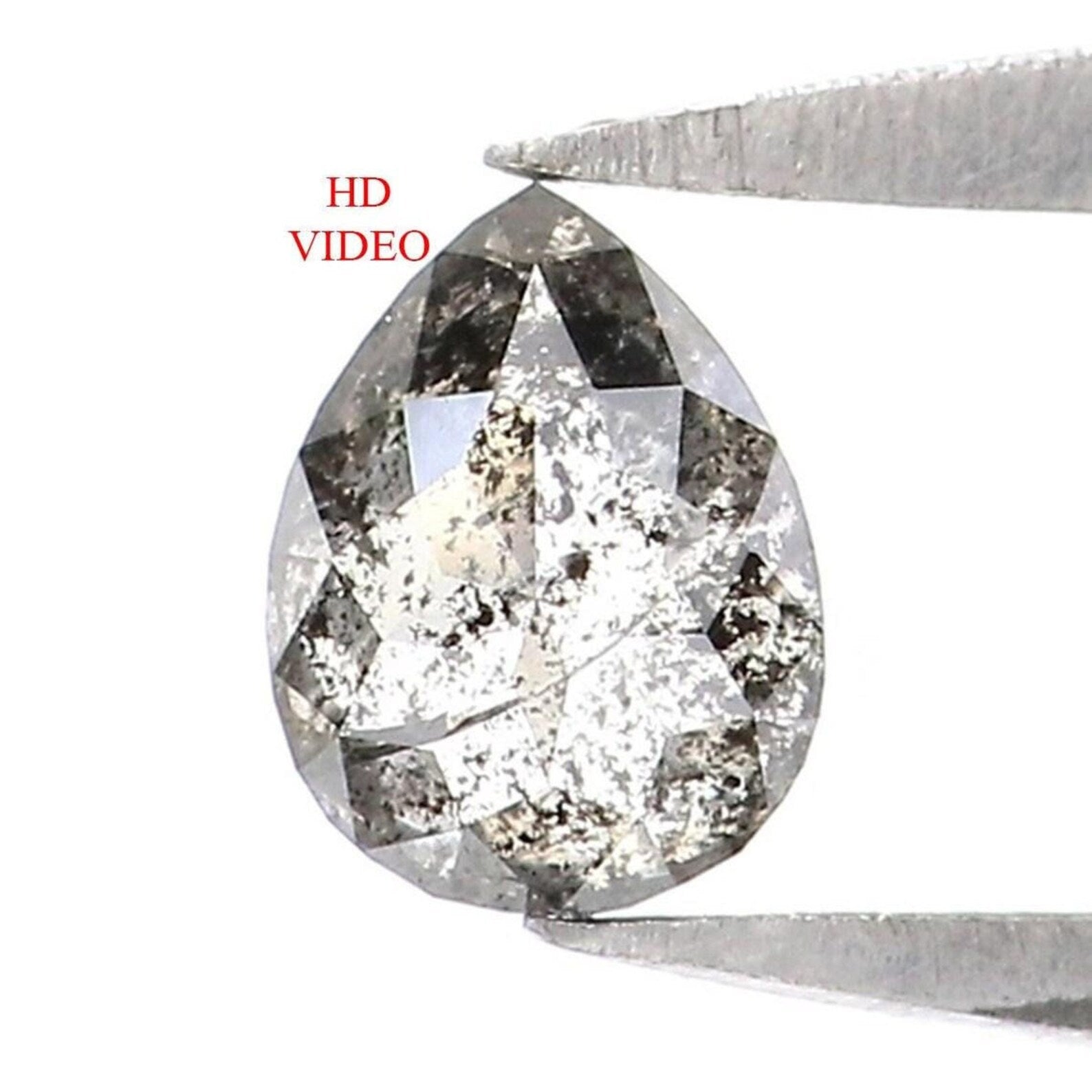 0.32 Ct Natural Loose Pear Shape Diamond Salt And Pepper Pear Cut Diamond 4.85 MM Natural Loose Black Grey Color Diamond Pear Diamond NQ1874