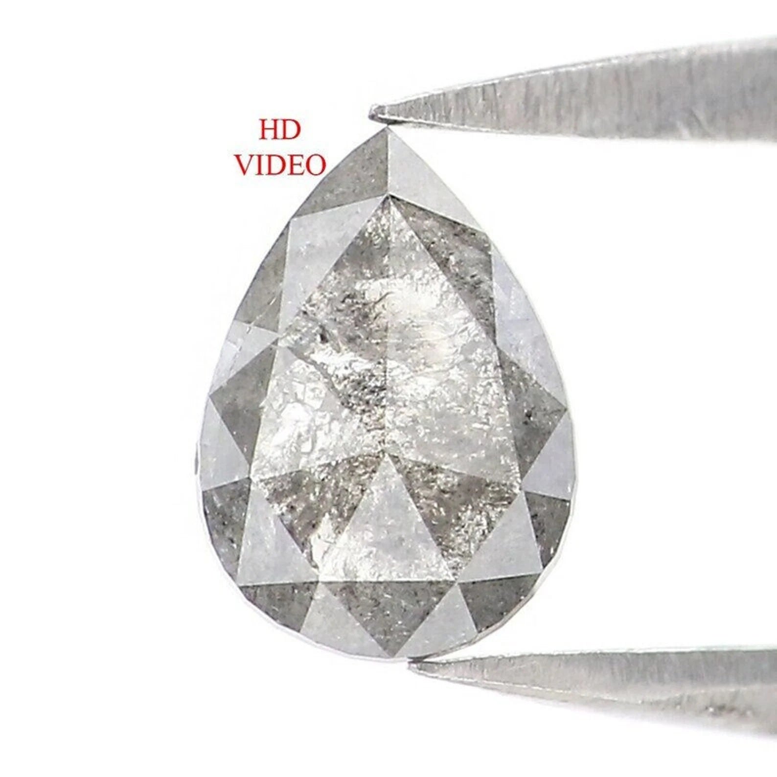 0.44 CT Natural Loose Pear Shape Diamond Salt And Pepper Pear Diamond 6.40 MM Natural Loose Grey Color Pear Shape Rose Cut Diamond NQ9467