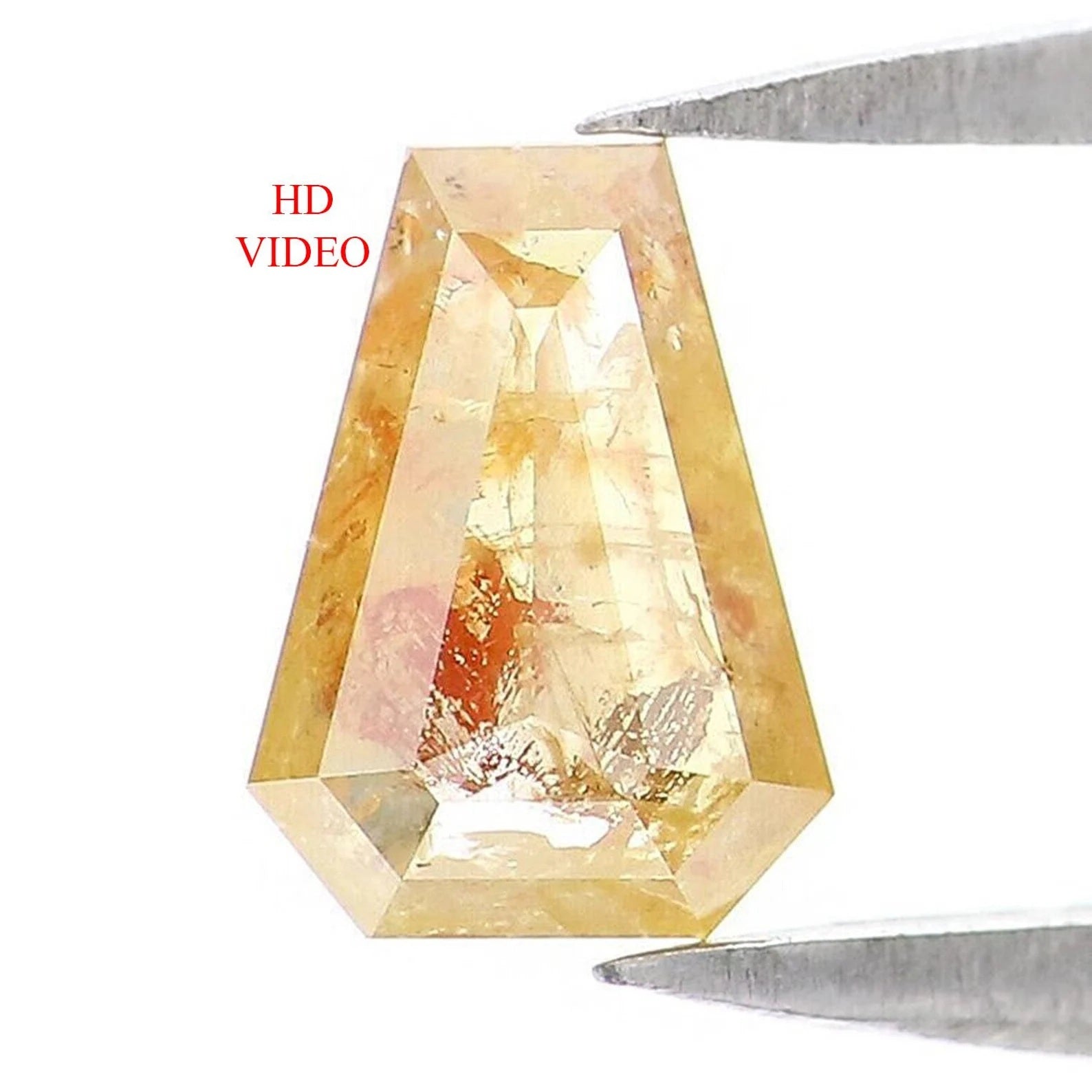 0.66 CT Natural Loose Coffin Diamond Yellow Color Coffin Cut Diamond 6.55 MM Natural Diamond Yellow Color Coffin Rose Cut Diamond QN1988