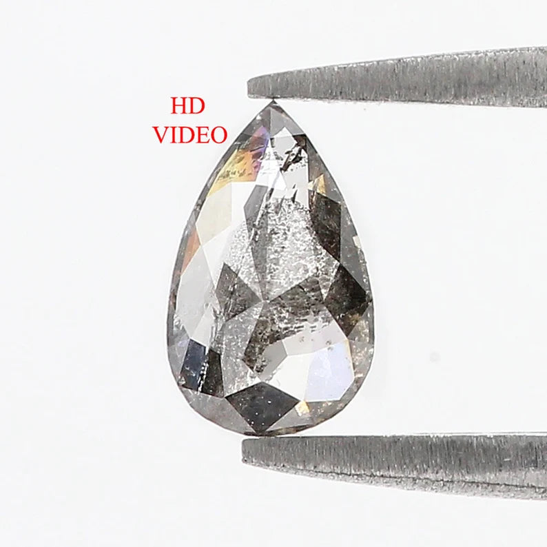 0.57 CT Natural Loose Pear Shape Diamond Salt And Pepper Pear Cut Diamond 7.60 MM Natural Loose Diamond Pear Shape Rose Cut Diamond QN968