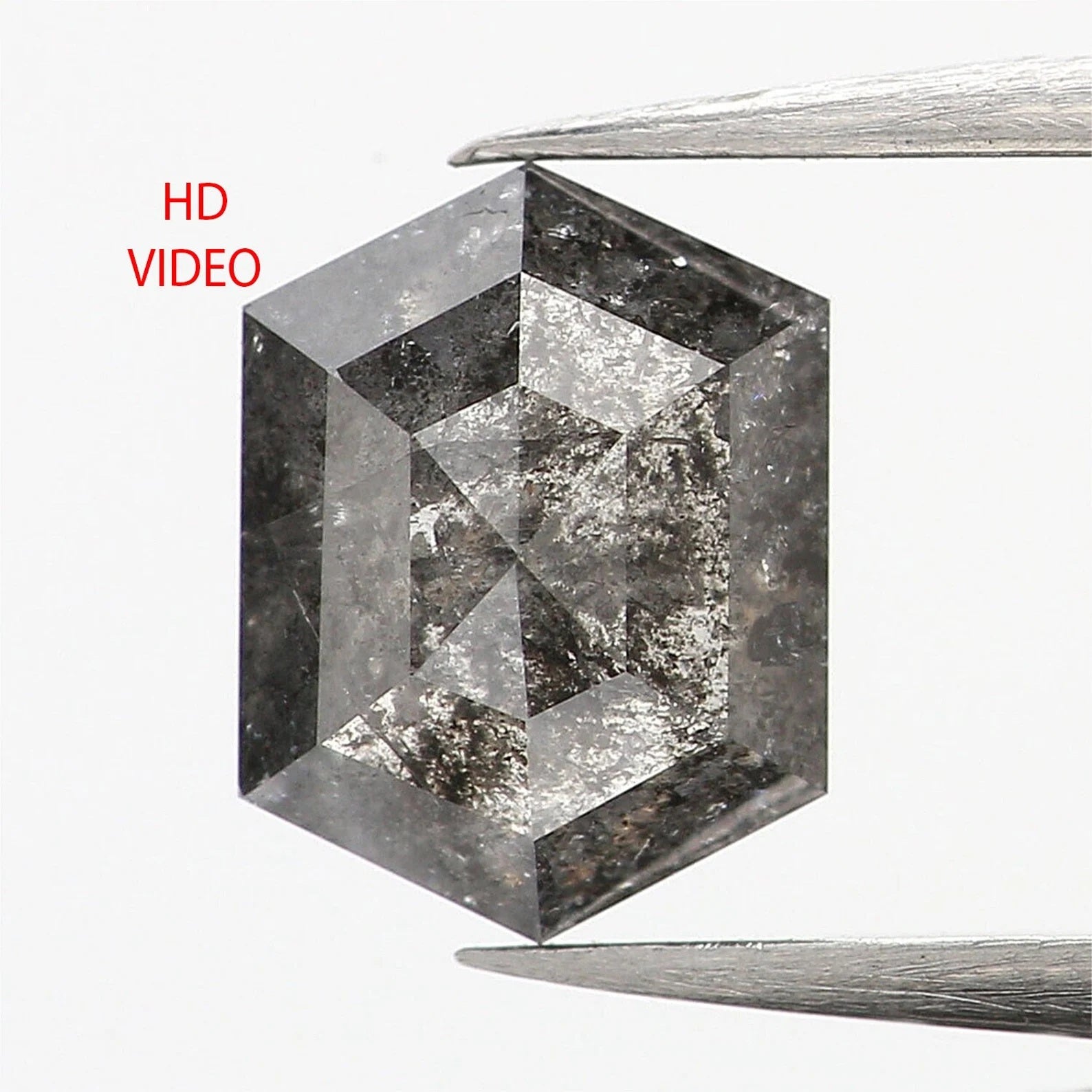 0.80 CT Natural Loose Hexagon Shape Diamond Salt And Pepper Hexagon Cut Diamond 6.30 MM Natural Loose Hexagon Shape Rose Cut Diamond QN1135