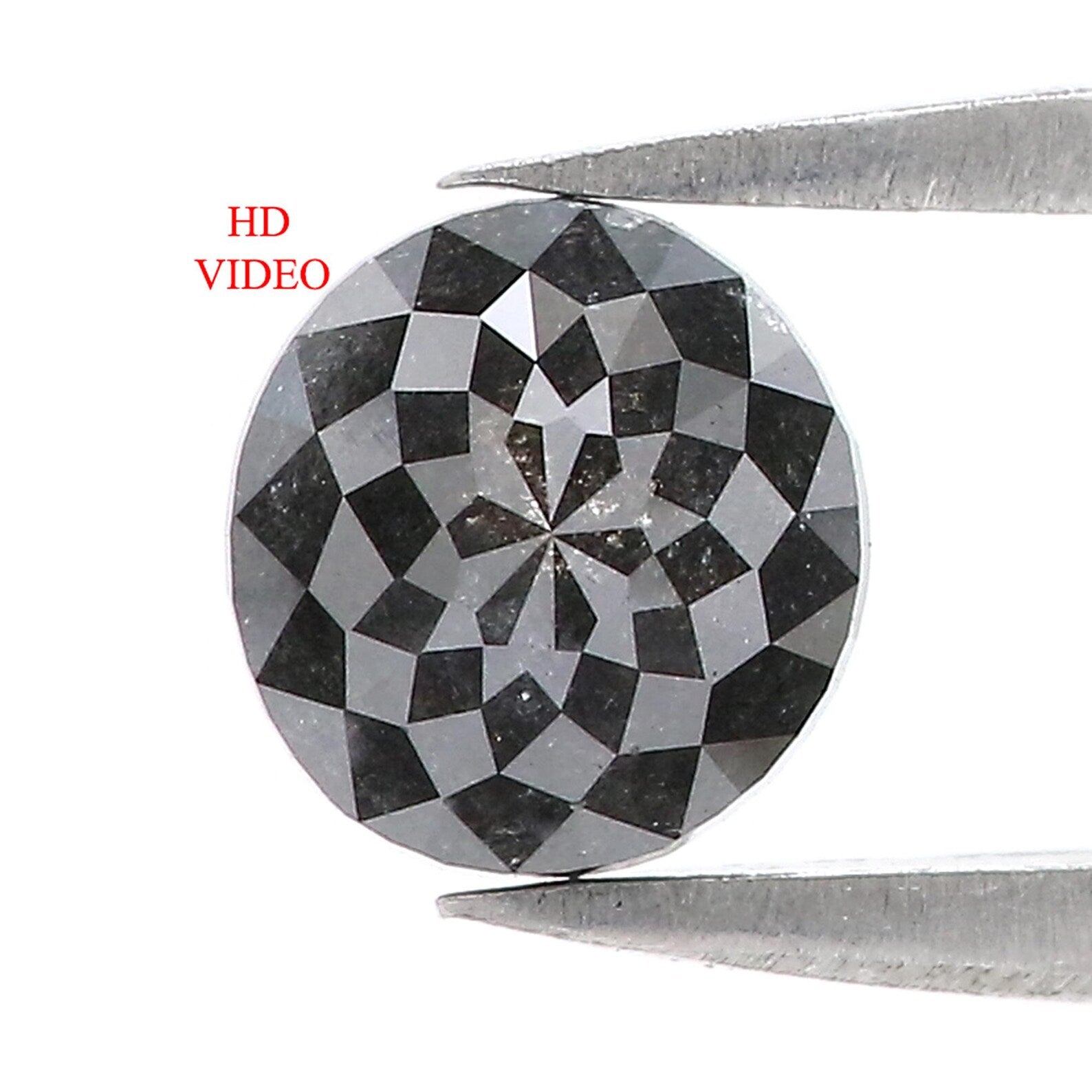 1.34 CT Natural Loose Round Shape Diamond Salt And Pepper Round Cut Diamond 6.50 MM Natural Black Grey Color Round Rose Cut Diamond NQ8073