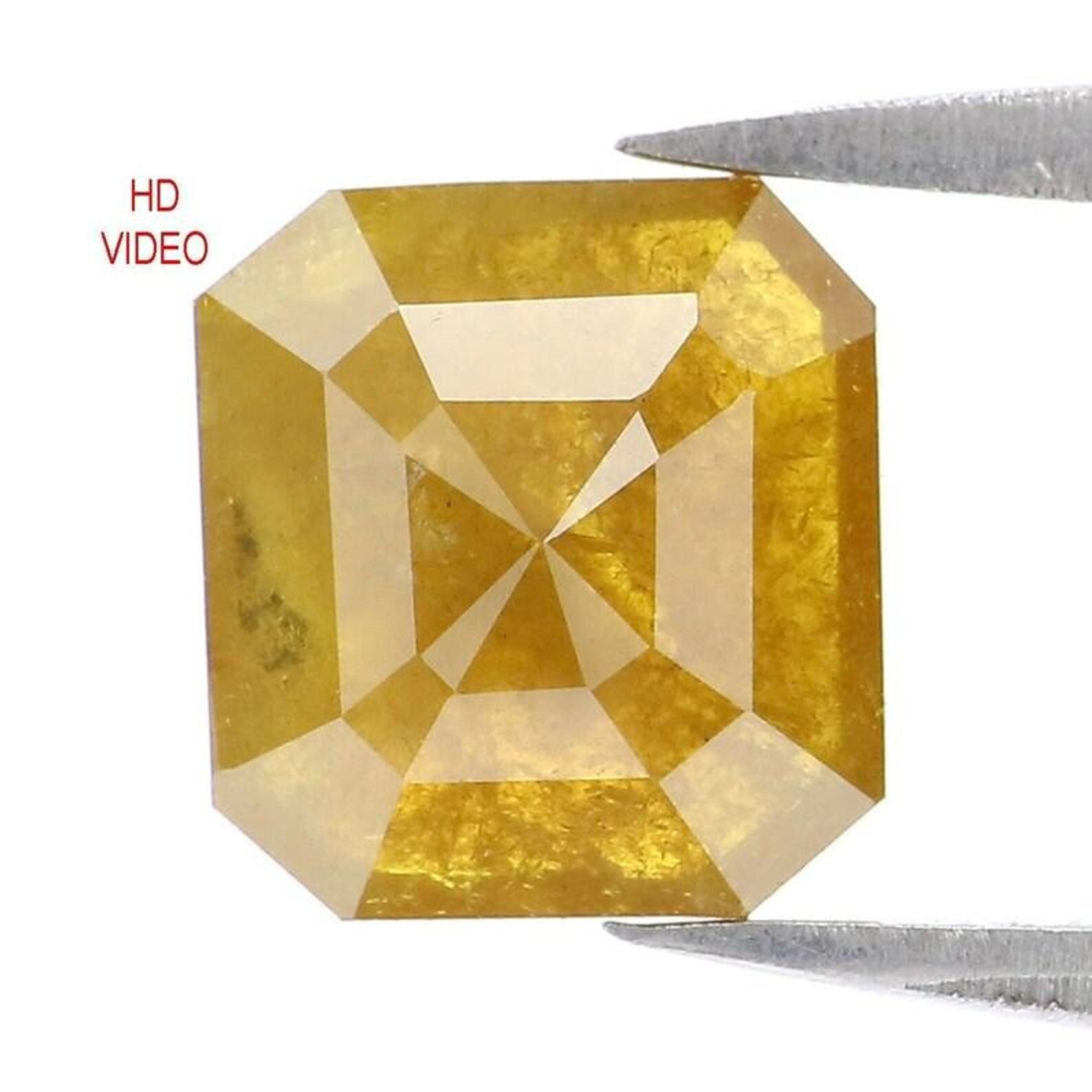 1.49 Ct Natural Loose Emerald Shape Diamond Yellow Color Emerald Diamond 7.55 MM Natural Loose Yellow Color Emerald Rose Cut Diamond NQ504