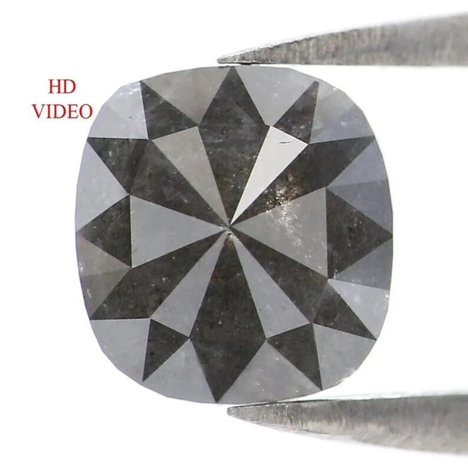 1.41 CT Natural Loose Cushion Shape Diamond Salt And Pepper Cushion Cut Diamond 6.80 MM Natural Black Color Cushion Rose Cut Diamond NQ9062