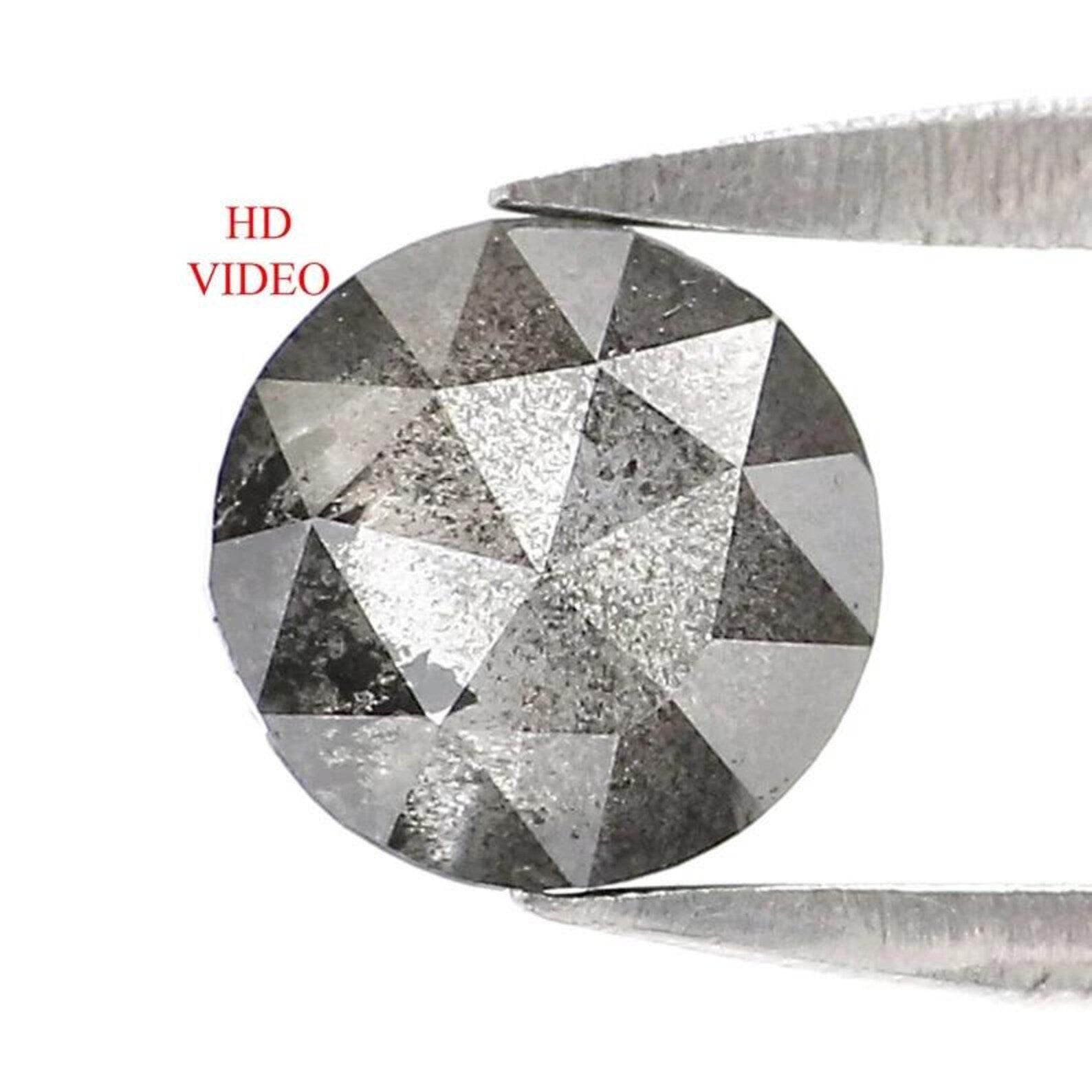 0.52 CT Natural Loose Round Shape Diamond Salt And Pepper Round Cut Diamond 4.95 MM Natural Black Grey Color Round Rose Cut Diamond NQ2435