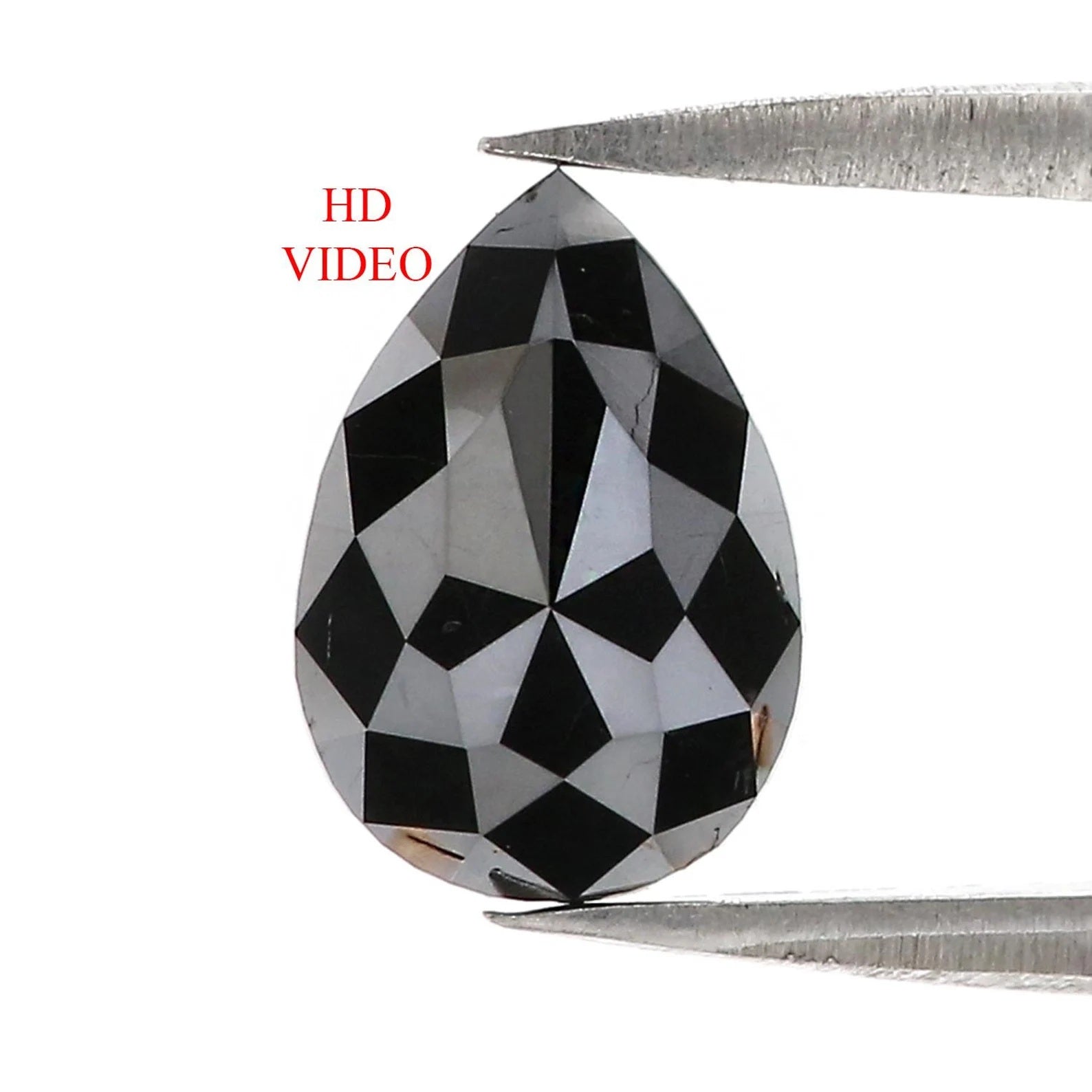 Natural Loose Pear Black Color Diamond 1.42 CT 9.35 MM Pear Shape Rose Cut Diamond KDN523