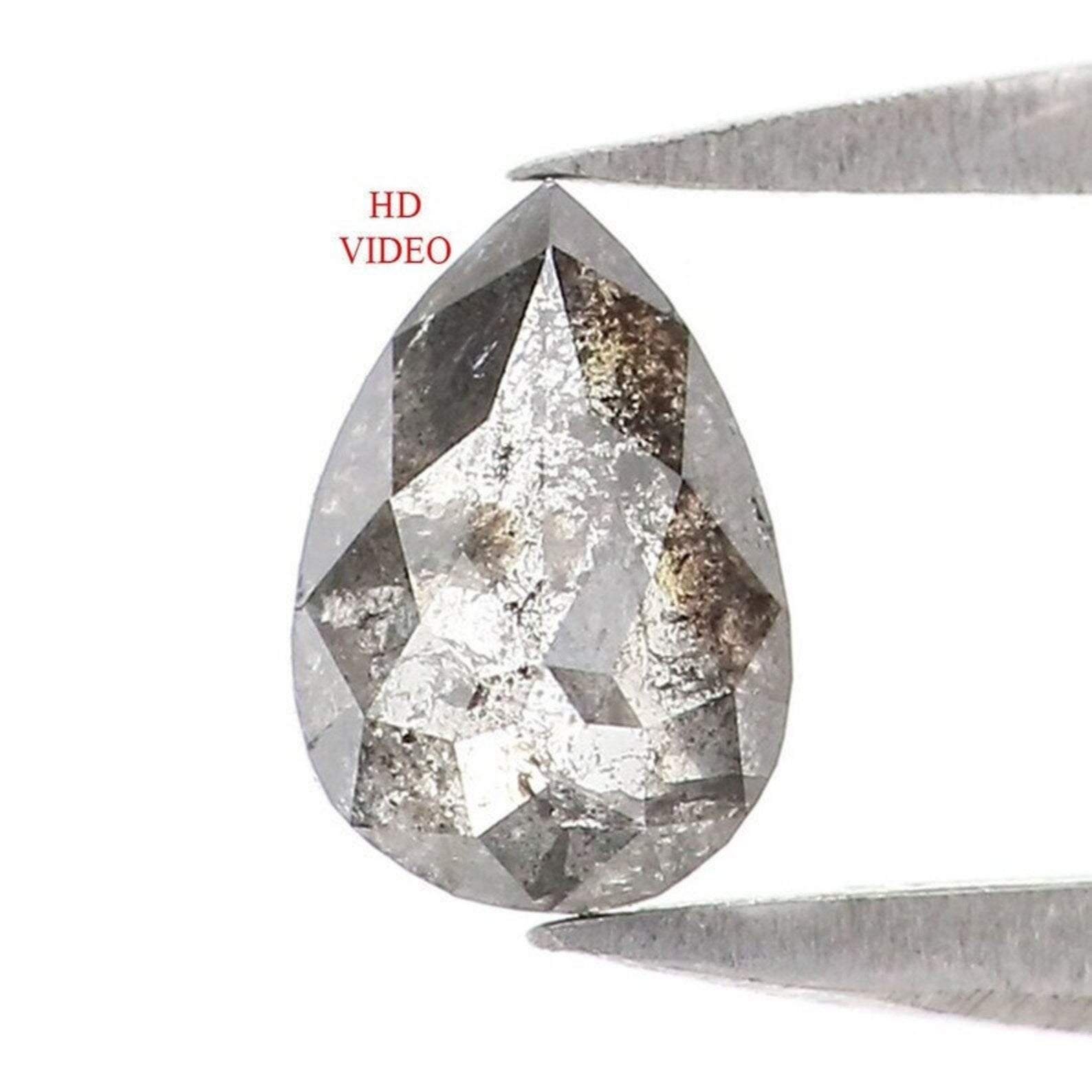 0.32 CT Natural Loose Pear Shape Diamond Salt And Pepper Pear Diamond 5.40 MM Natural Diamond Black Gray Color Pear Rose Cut Diamond NQ2115