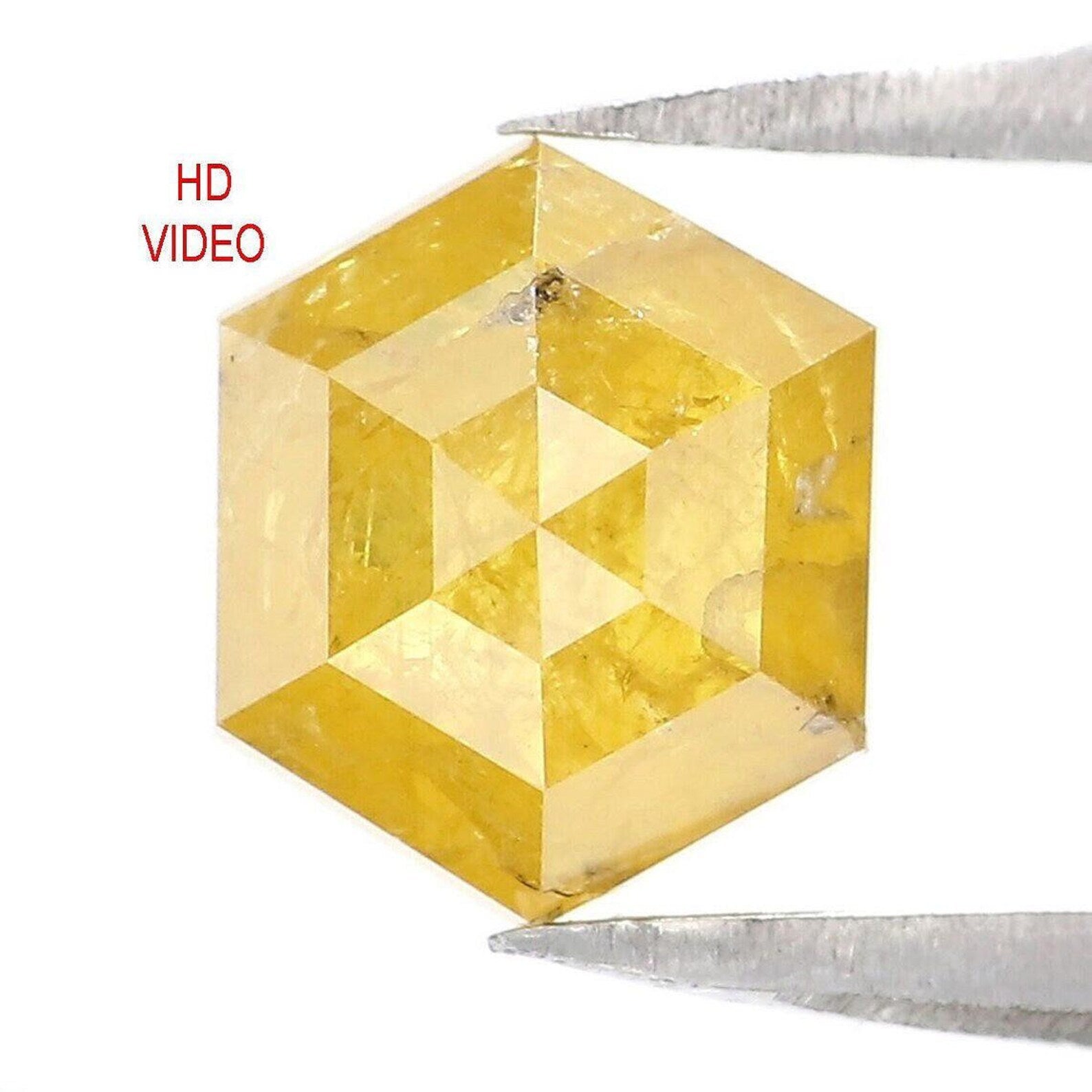 1.53 CT Natural Loose Hexagon Shape Diamond Yellow Color Hexagon Diamond 7.50 MM Natural Loose Yellow Color Hexagon Rose Cut Diamond NQ1919