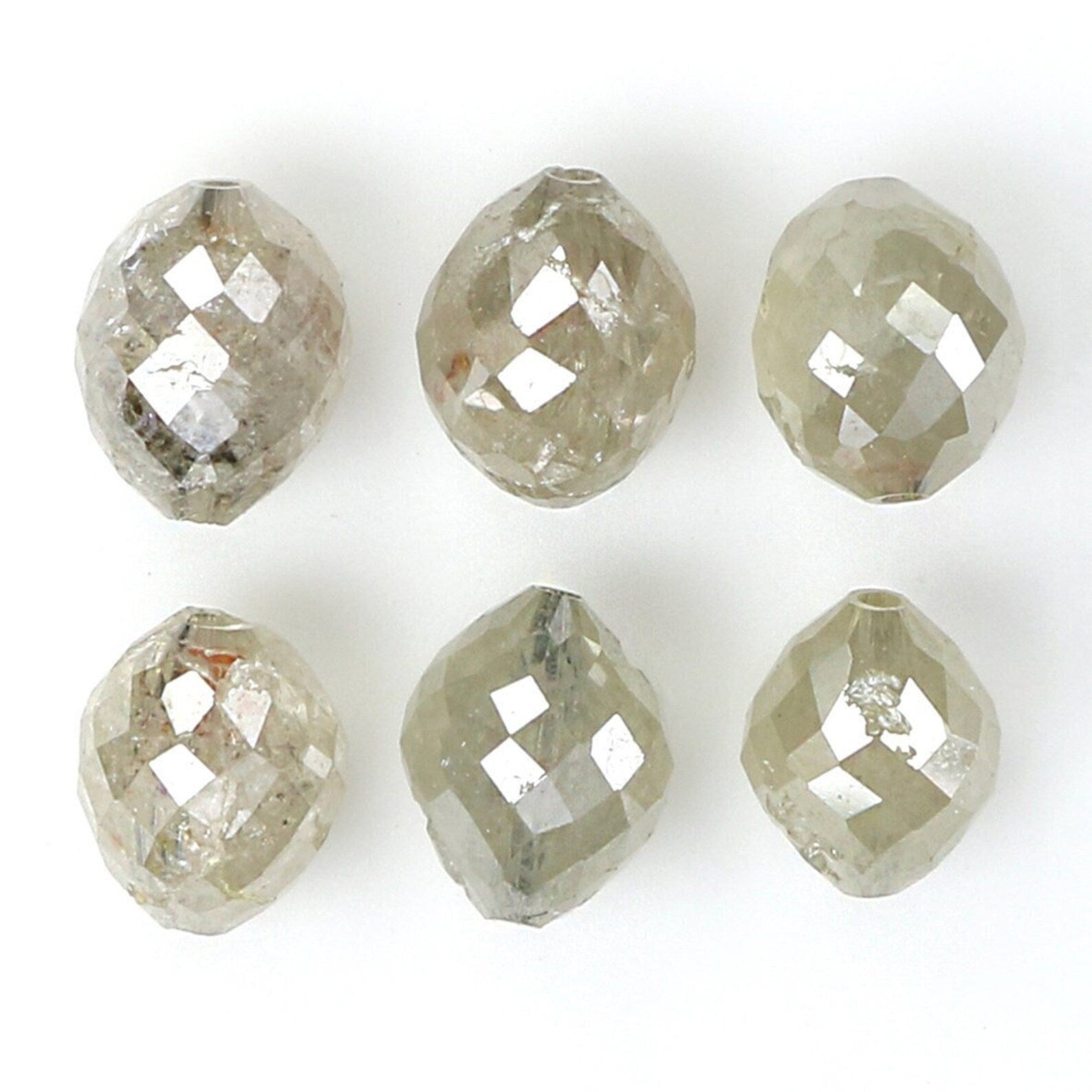 Natural Loose Egg Shape Bead Gray Color Diamond 3.51 CT 4.40 MM Bead Shape Rose Cut Diamond KDN1786