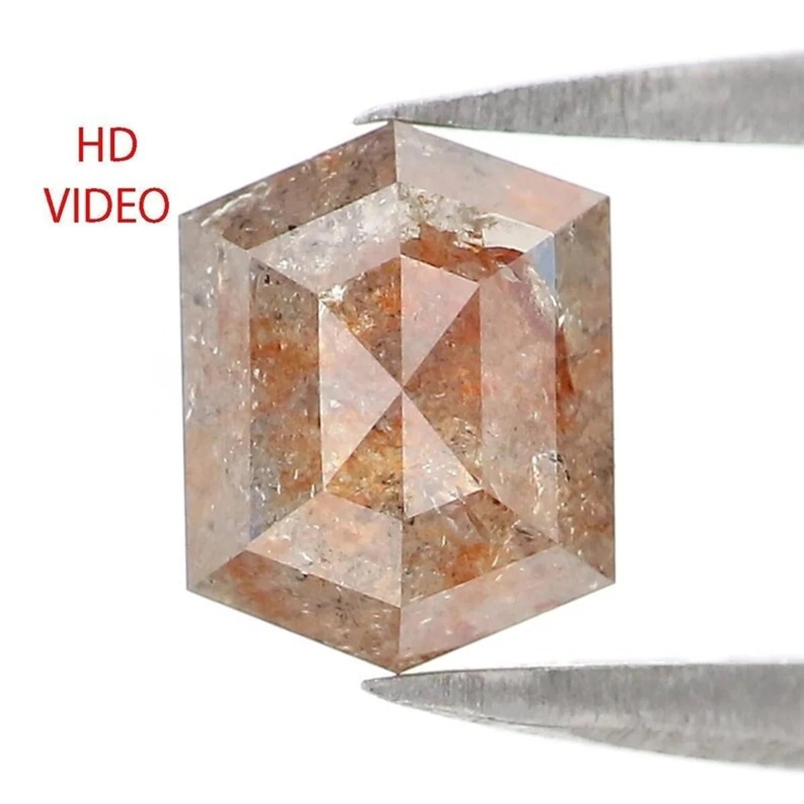 1.16 CT Natural Loose Hexagon Shape Diamond Light Brown Color Hexagon Diamond 6.55 MM Natural Brown Color Hexagon Rose Cut Diamond QN2181