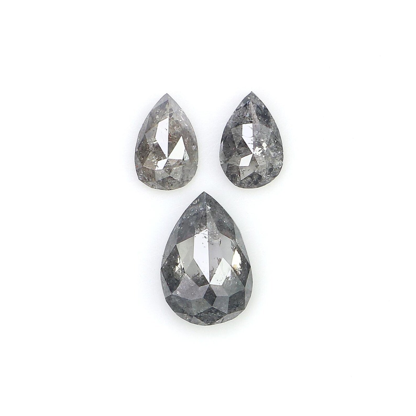 0.92 CT Natural Loose Pear Shape Diamond Salt And Pepper Pear Diamond 6.35 MM Natural Diamond Black Grey Color Pear Rose Cut Diamond NQ2428