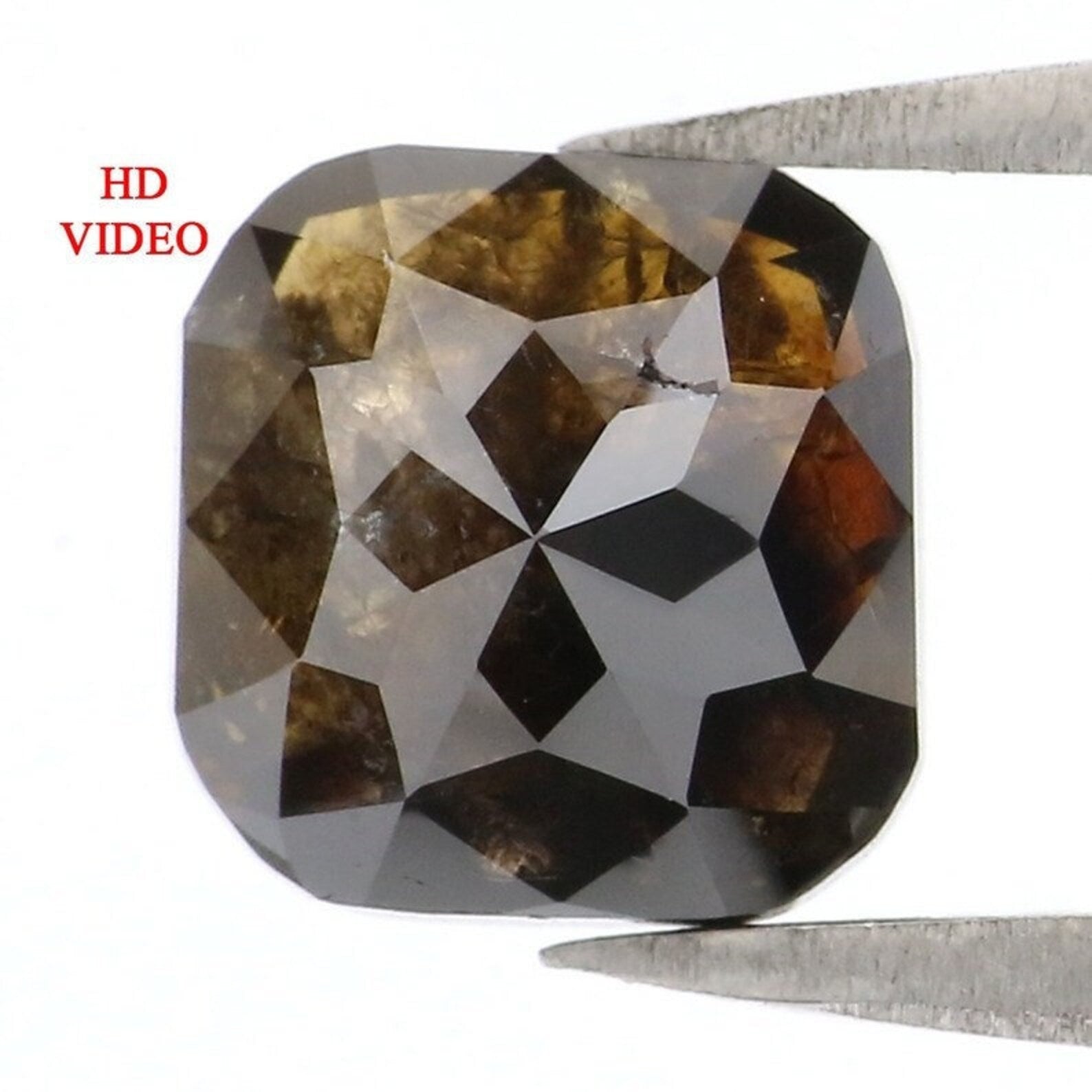 1.89 CT Natural Loose Cushion Shape Diamond Brown Color Cushion Diamond 7.00 MM Natural Diamond Black Color Cushion Rose Cut Diamond NQ8689