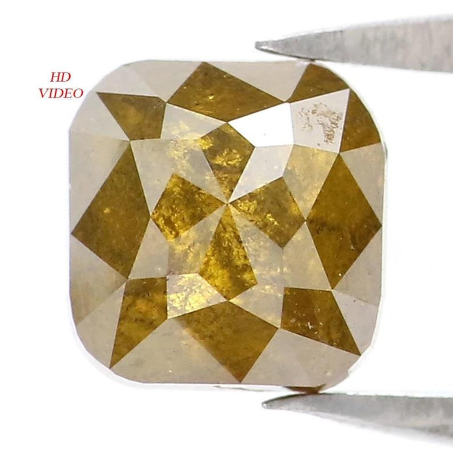 1.63 CT Natural Loose Cushion Shape Diamond Green Color Cushion Cut Diamond 6.10 MM Natural Yellow Color Cushion Rose Cut Diamond NQ8864