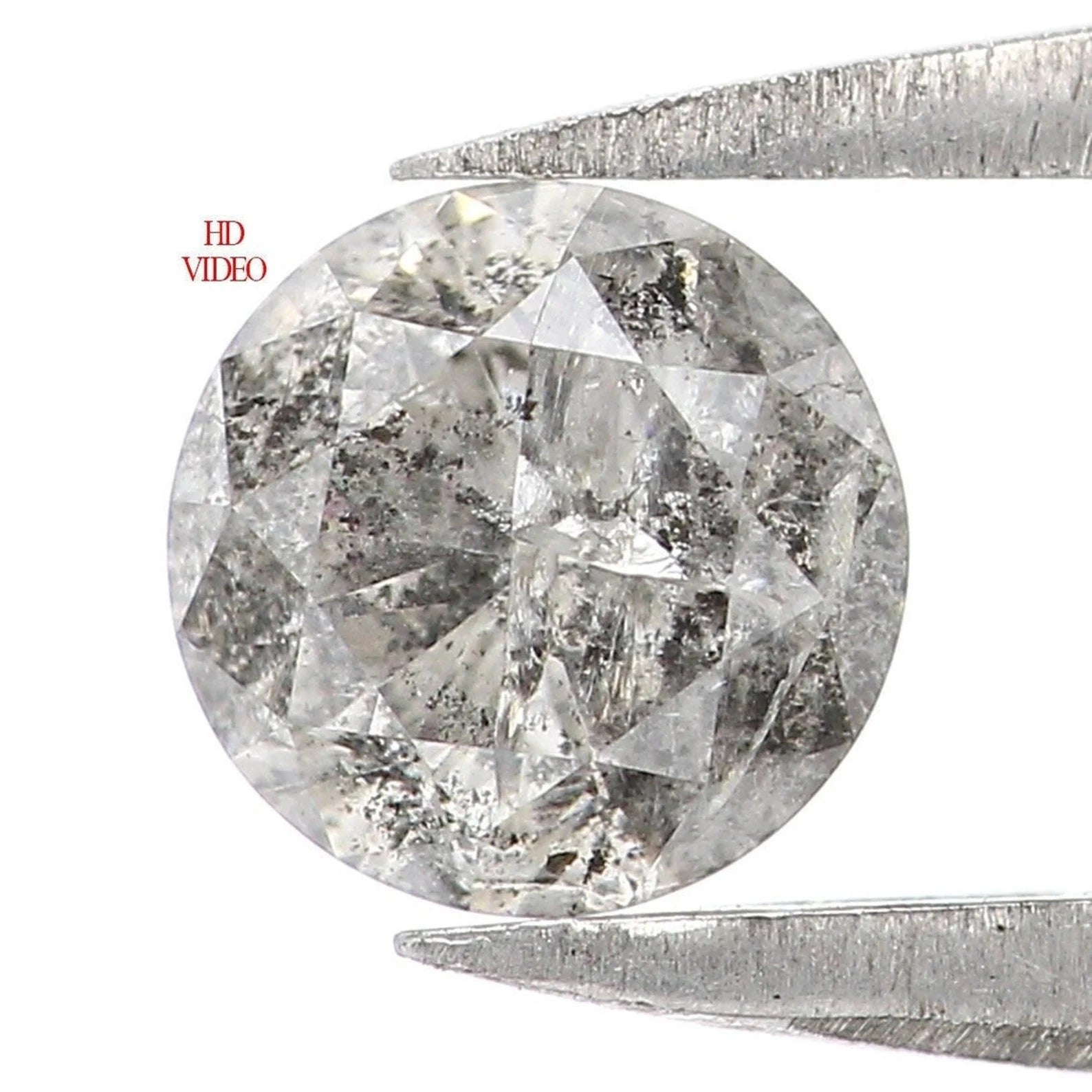 0.54 CT Natural Loose Round Brilliant Cut Diamond Salt And Pepper Diamond 5.05 MM Natural Loose Black Grey Color Round Cut Diamond NQ1830