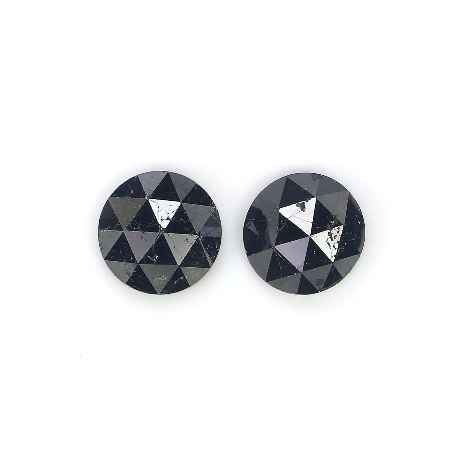 3.00 CT Natural Loose Round Shape Pair Diamond Black Color Round Diamond 7.20 MM Natural Diamond Black Color Round Rose Cut Diamond NQ1736