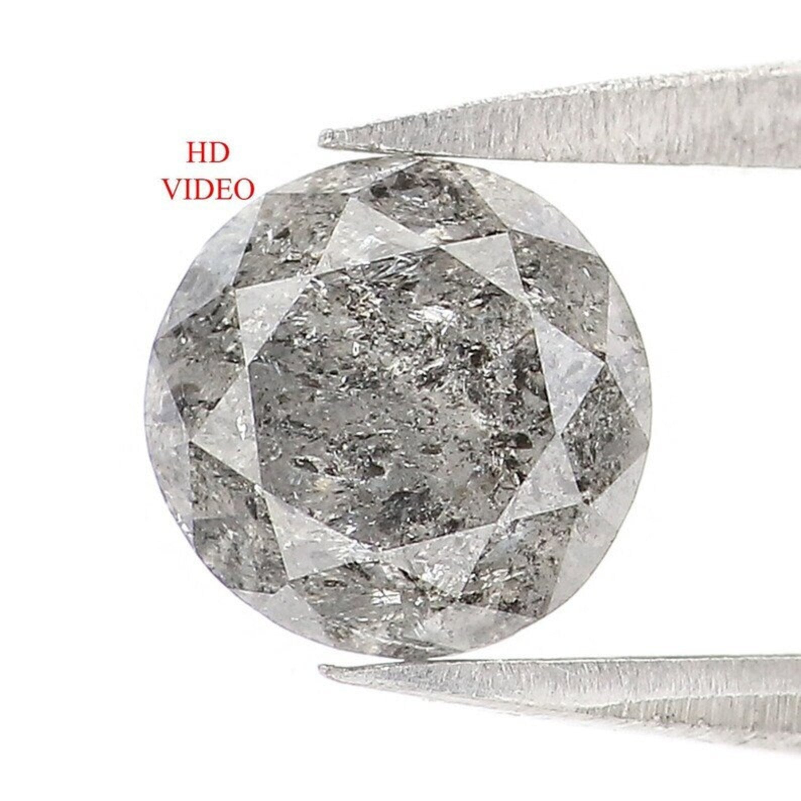 0.87 CT Natural Loose Round Brilliant Cut Diamond Salt And Pepper Round Diamond 5.80 MM Natural Black Grey Color Round Cut Diamond QN9140