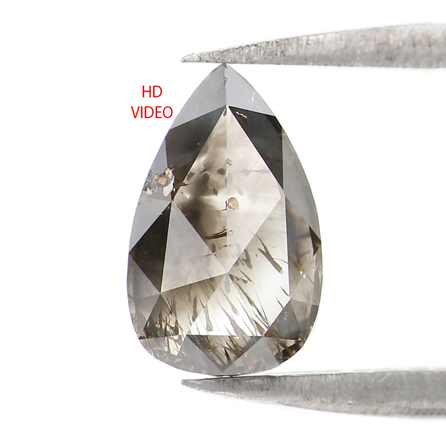 1.00 Ct Natural Loose Pear Shape Diamond Salt And Pepper Pear Cut Diamond 8.25 MM Natural Black Grey Diamond Pear Rose Cut Diamond LQ1564