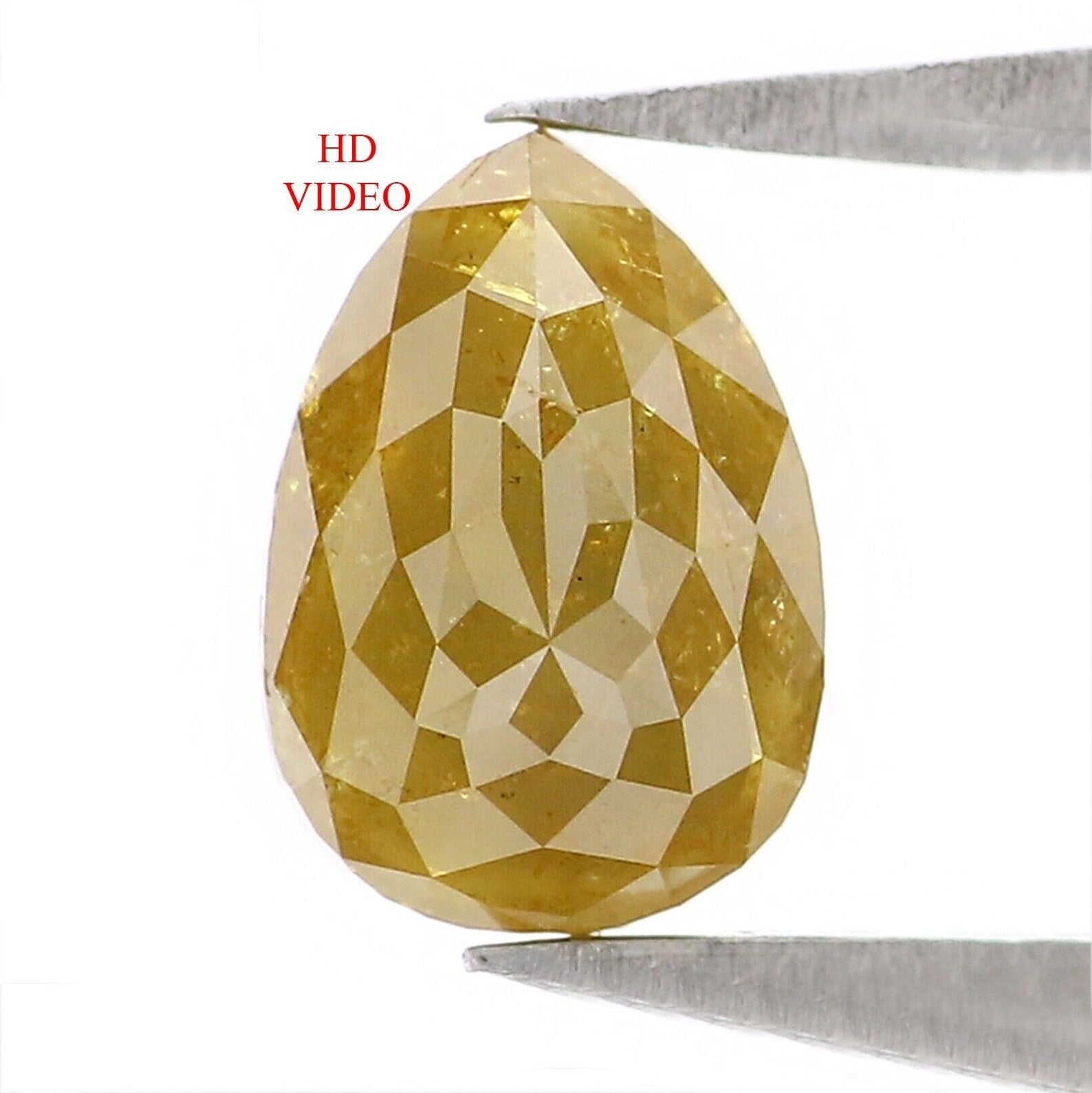 1.21 CT Natural Loose Pear Shape Diamond Yellow Color Pear Cut Diamond 7.40 MM Natural Loose Diamond Yellow Pear Rose Cut Diamond NQ9212