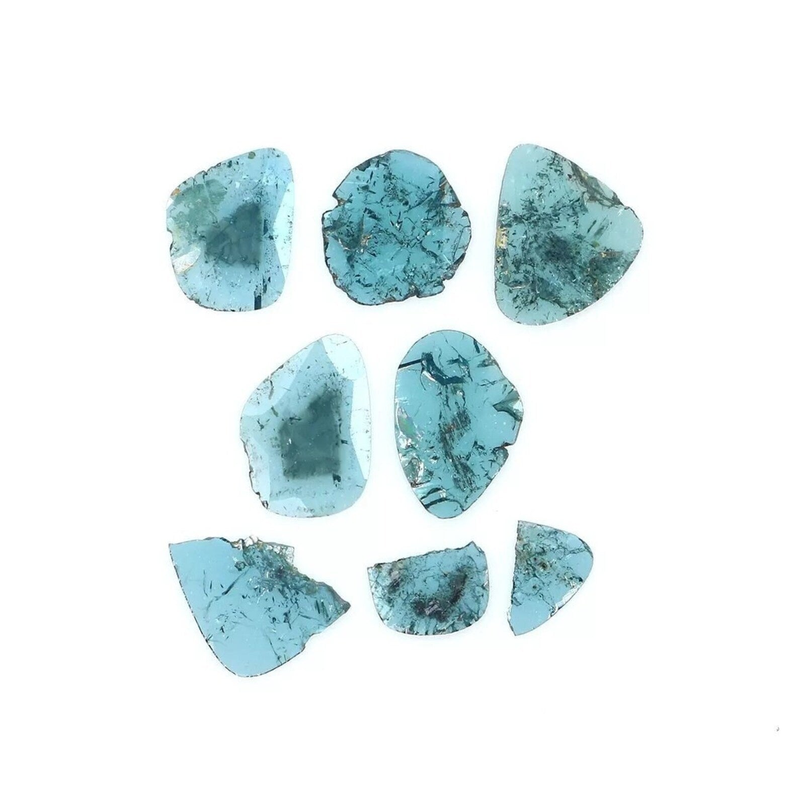 1.40 Ct Natural Loose Slice Shape Diamond Blue Color Slice Cut Diamond 6.30 MM Natural Loose Diamond Blue Color Irregular Cut Diamond NQ1308