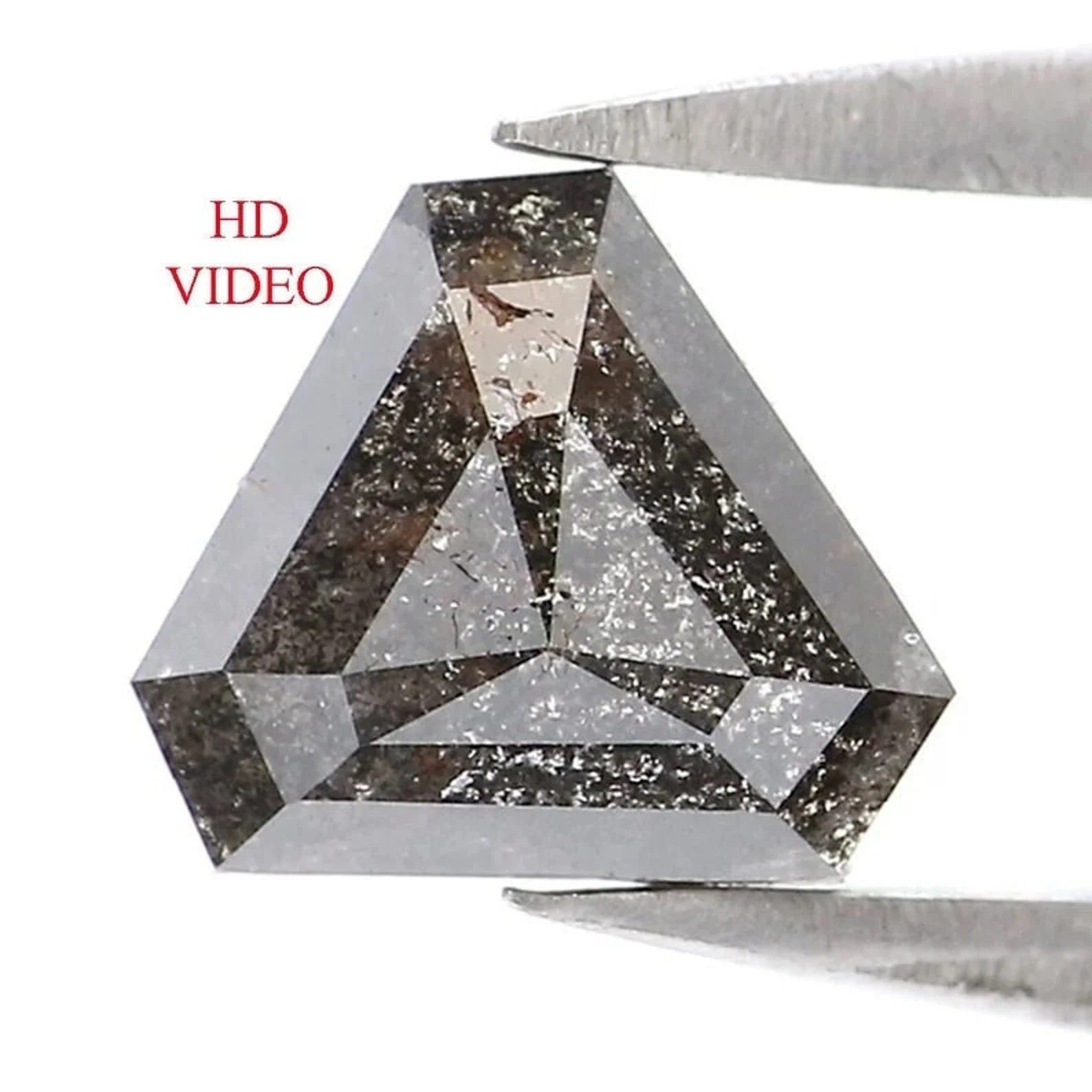 0.89 Ct Natural Loose Triangle Shape Diamond Salt And Pepper Triangle Diamond 6.50 MM Natural Black Color Triangle Rose Cut Diamond NQ9346