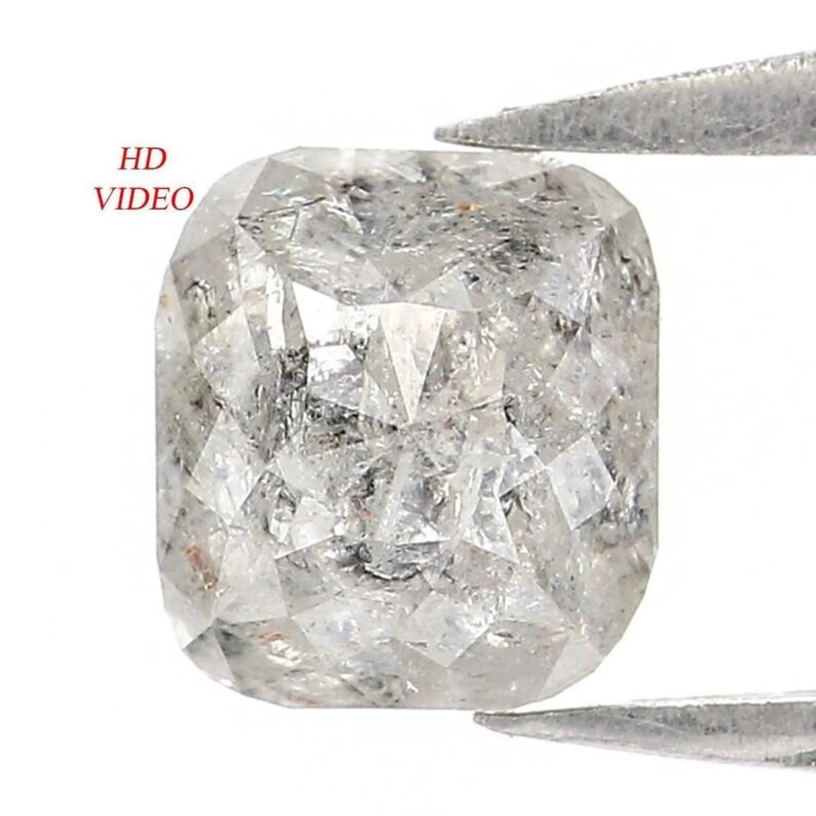 1.26 CT Natural Loose Cushion Cut Diamond Salt And Pepper Cushion Diamond 6.00 MM Natural Diamond Grey Color Cushion Rose Cut Diamond NQ7795