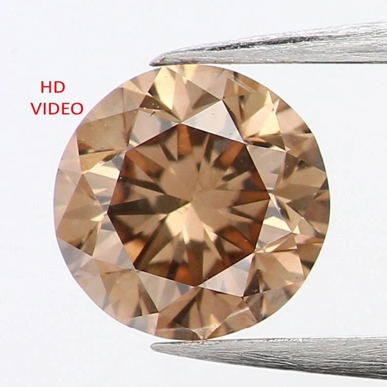 0.38 Ct Natural Loose Round Shape Diamond Brown Color Round Diamond 4.55 MM Natural Diamond Brown Color Round Brilliant Cut Diamond NQ1082