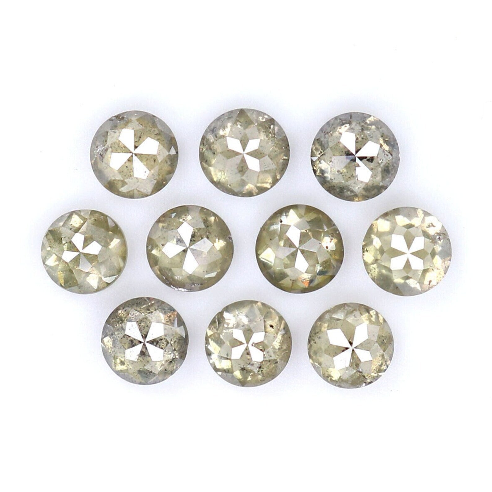 1.43 CT Natural Loose Rose Cut Diamond Grey Green Color Round Diamond 3.00 MM Natural Loose Grey Green Round Rose Cut Shape Diamond NQ409