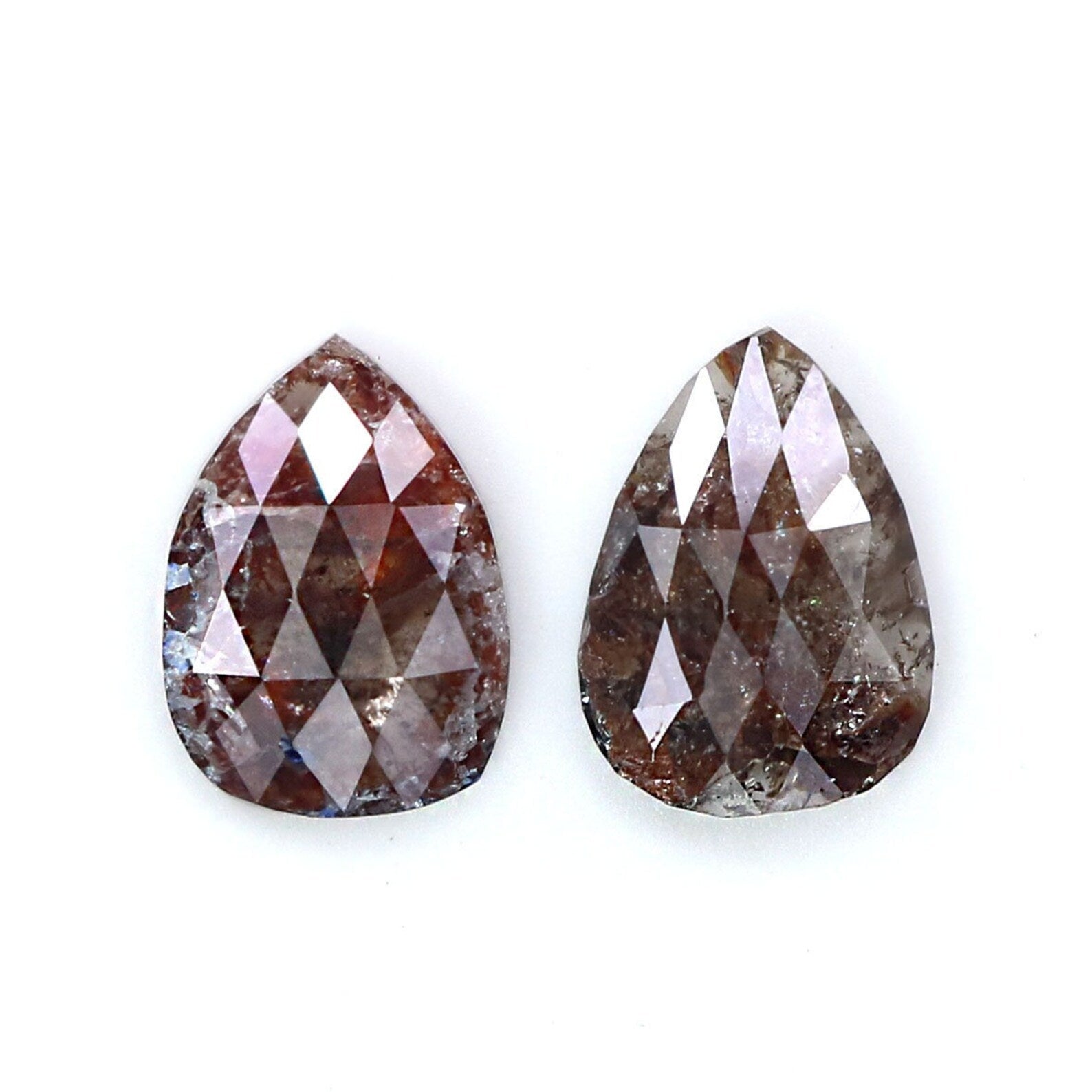 2.20 CT Natural Loose Pear Shape Pair Diamond Brown Color Pear Cut Diamond 8.80 MM Natural Loose Diamond Pear Pair Rose Cut Diamond KDN8217