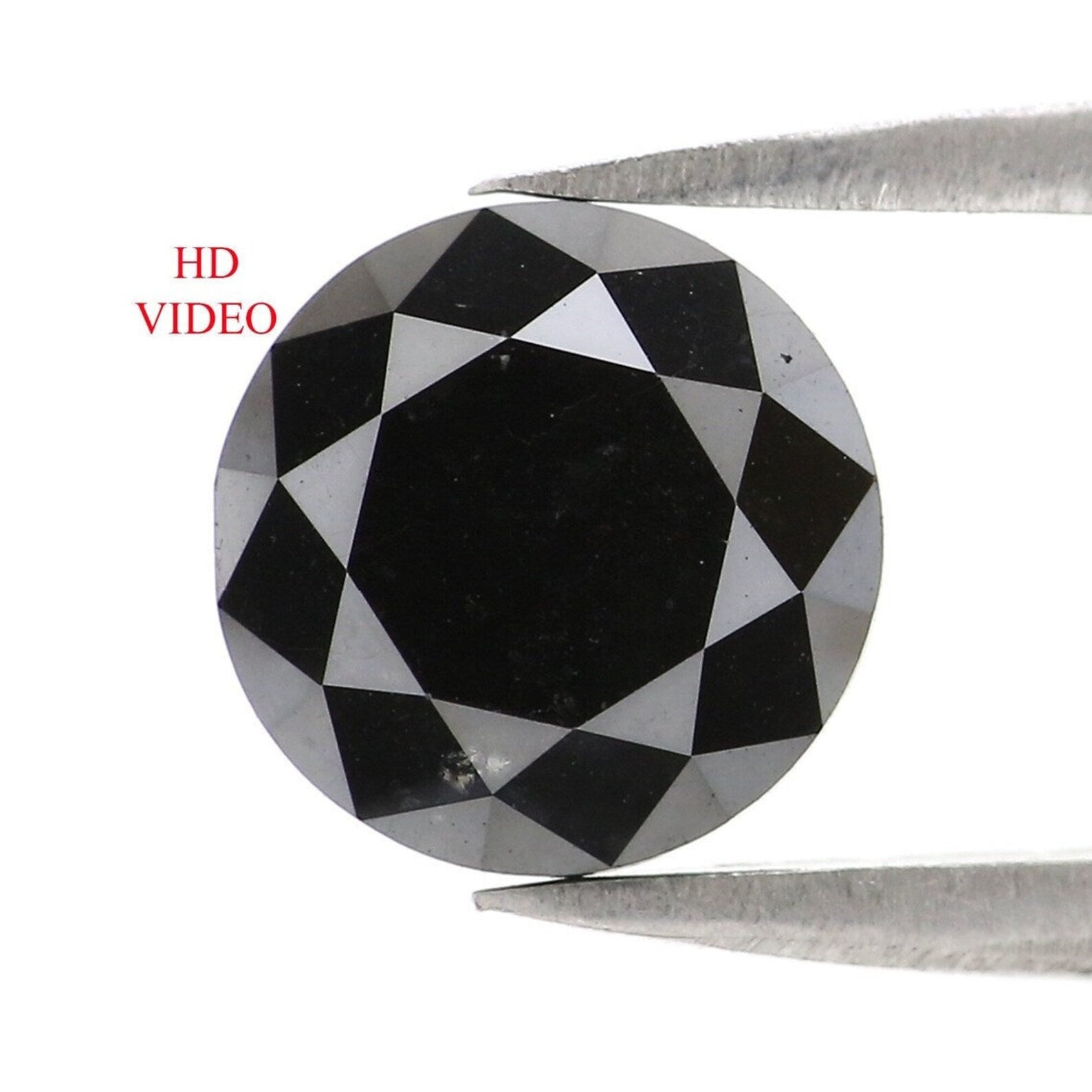 2.25 CT Natural Loose Round Brilliant Cut Diamond Black Color Round Diamond 7.75 MM Natural Loose Diamond Black Round Shape Diamond NQ2415